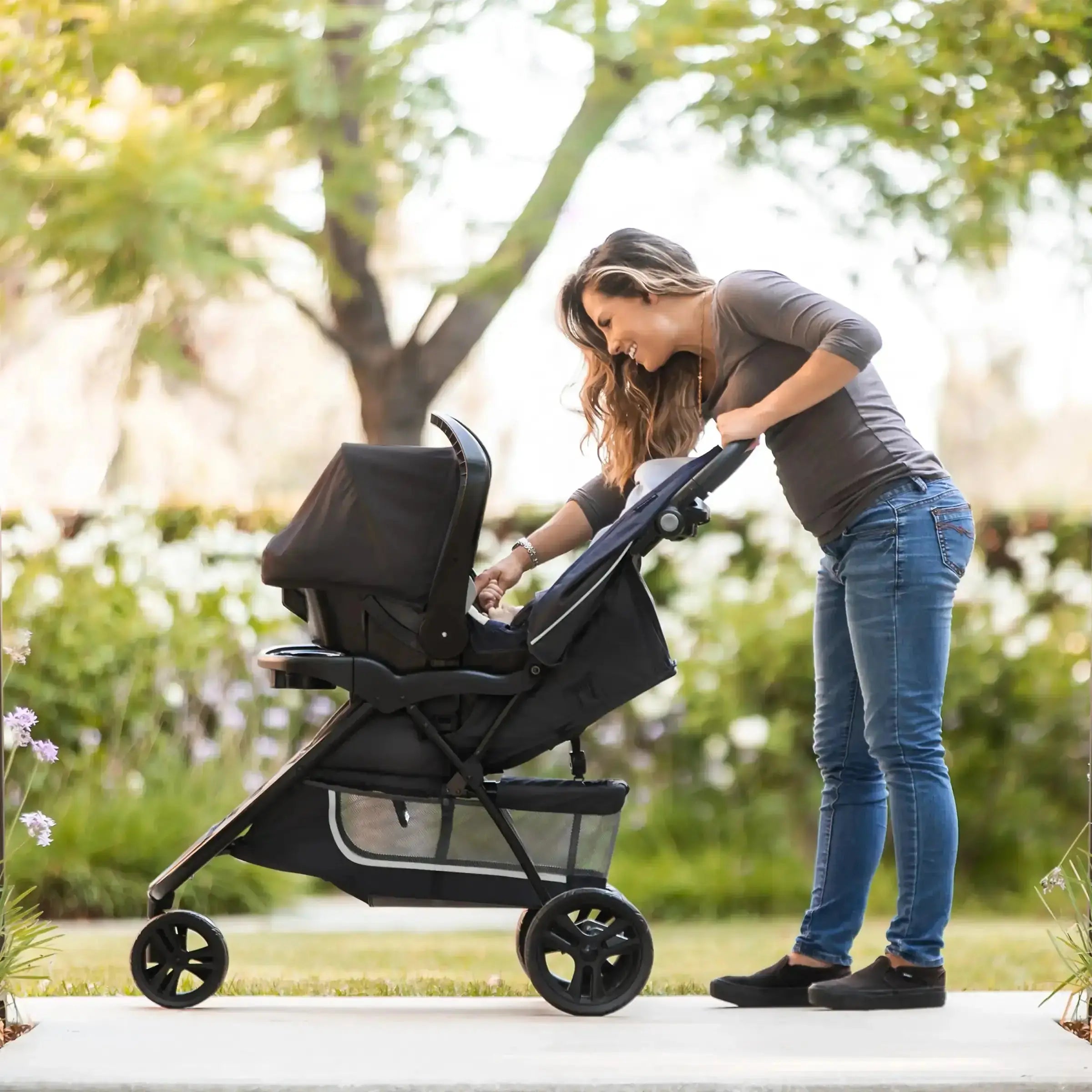 EZ Ride Stroller Travel System with EZ Lift™ Infant Car Seat - Desert Tan (Walmart Exclusive) | Lightweight Baby Stroller & Car Seat Combo for Newborns | Perfect for Travel, Shopping & Daily Walks