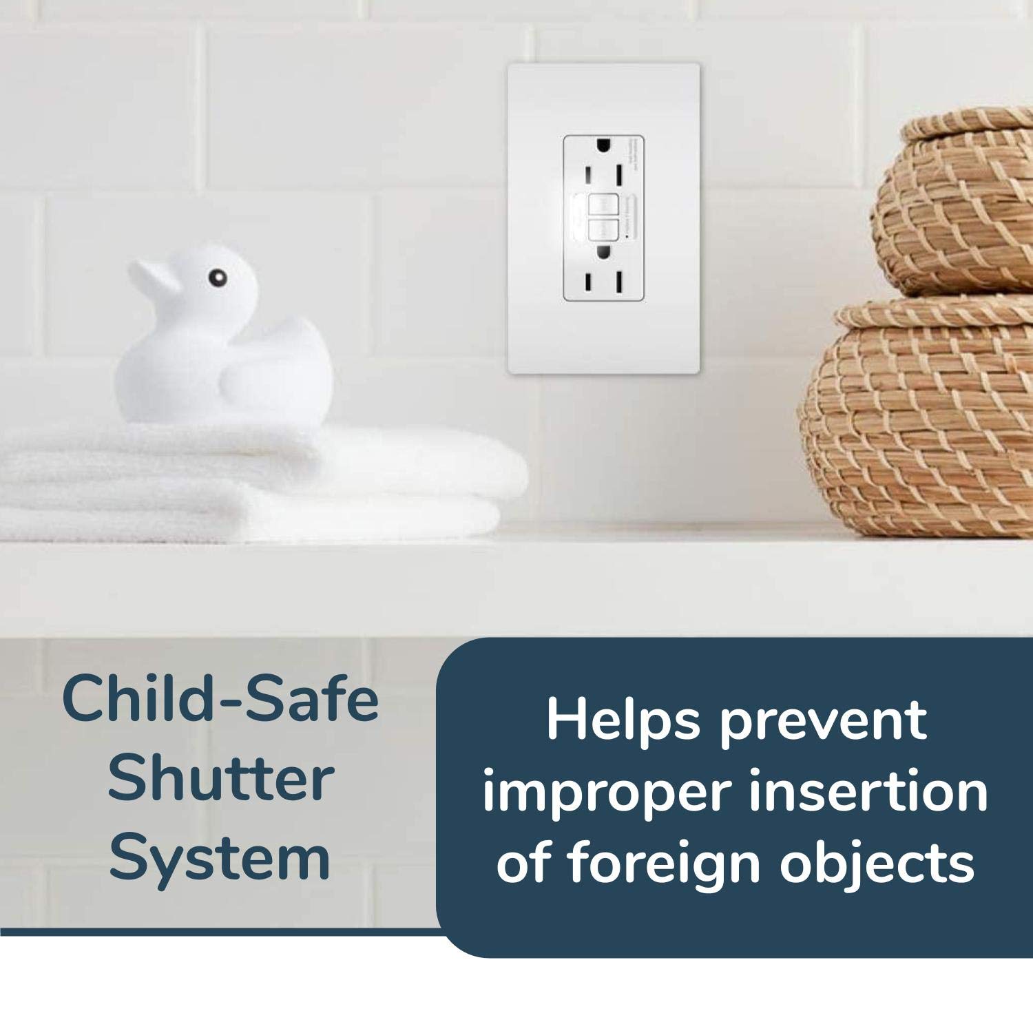Legrand 15 Amp GFCI Outlet with Night Light & LED Indicator - Self-Test, Tamper-Resistant, Cool Touch - White Decorator Duplex Receptacle (1-Pack) - Perfect for Bathrooms, Kitchens & Outdoor Use