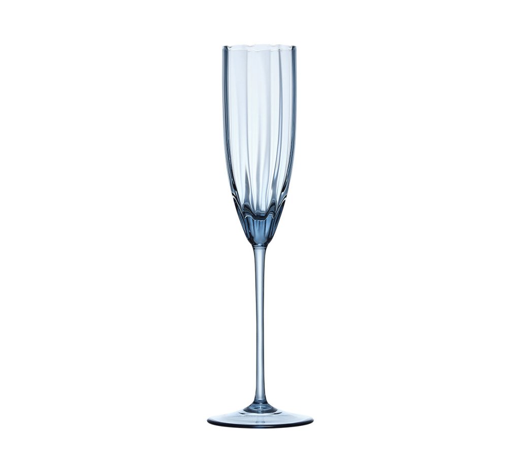 Premium Sapphire Blue Luna Flute Set of 4 - Handmade Glass Flutes for Wine, Cocktails & Parties - Perfect for Home Entertaining, Wedding Favors & Special Occasions