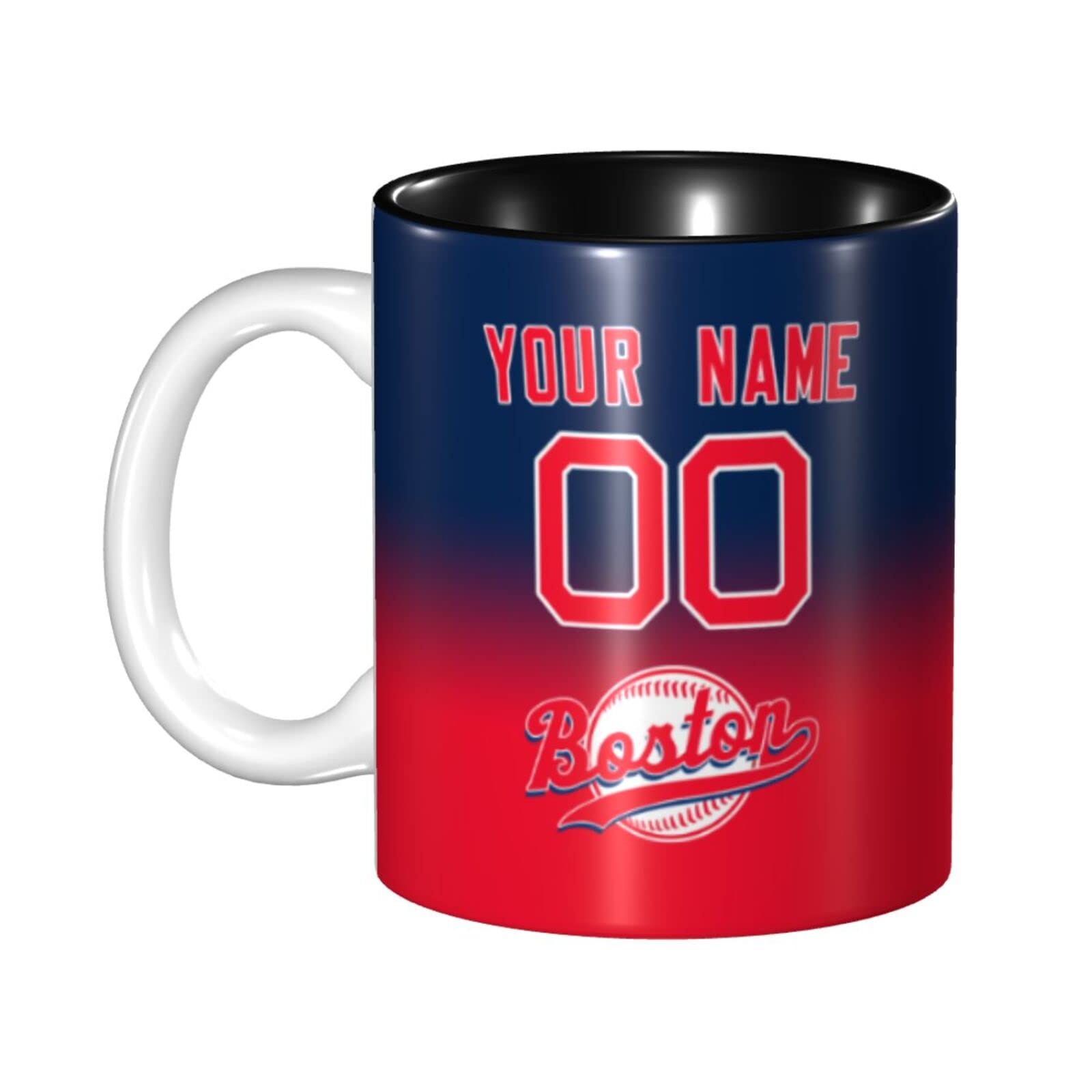 Personalized Baseball Coffee Mug - Custom Ceramic Cup with Handle, Add Name & Number, Team Colors - Great Gift for Baseball Fans, Men & Women - Perfect for Home, Office, or Game Day Use