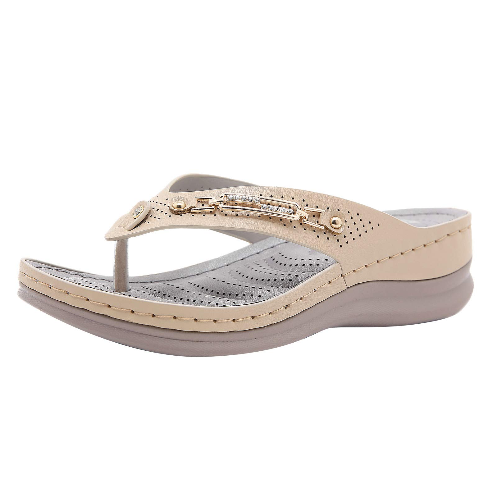 FAMOORE Women's Neoprene Beach Shoes - Waterproof Summer Sandals for Women | Comfortable Beach Walking, Swimming & Outdoor Activities (Beige, Size 7)