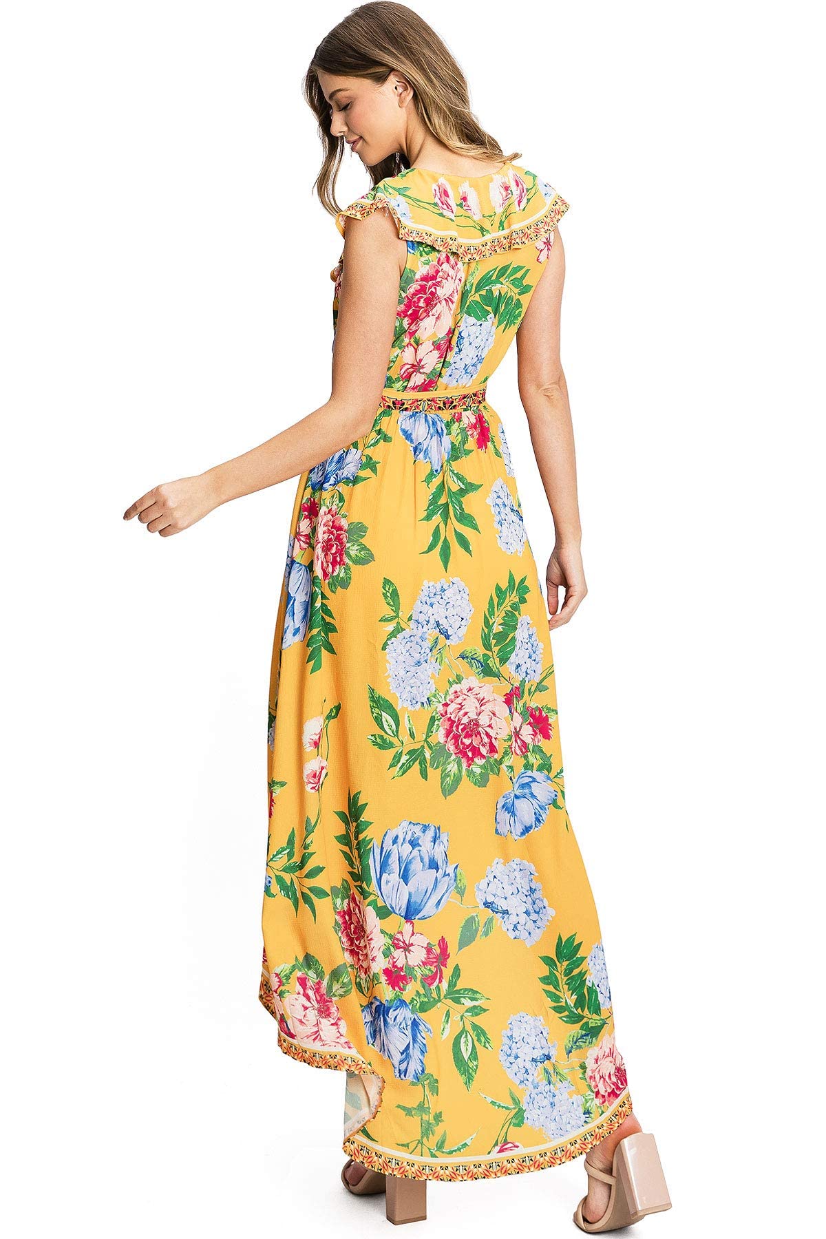 Flying Tomato Women's Floral Print Wrap Dress - Summer Casual Day Dress for Beach, Vacation & Outdoor Activities | Lightweight & Comfortable