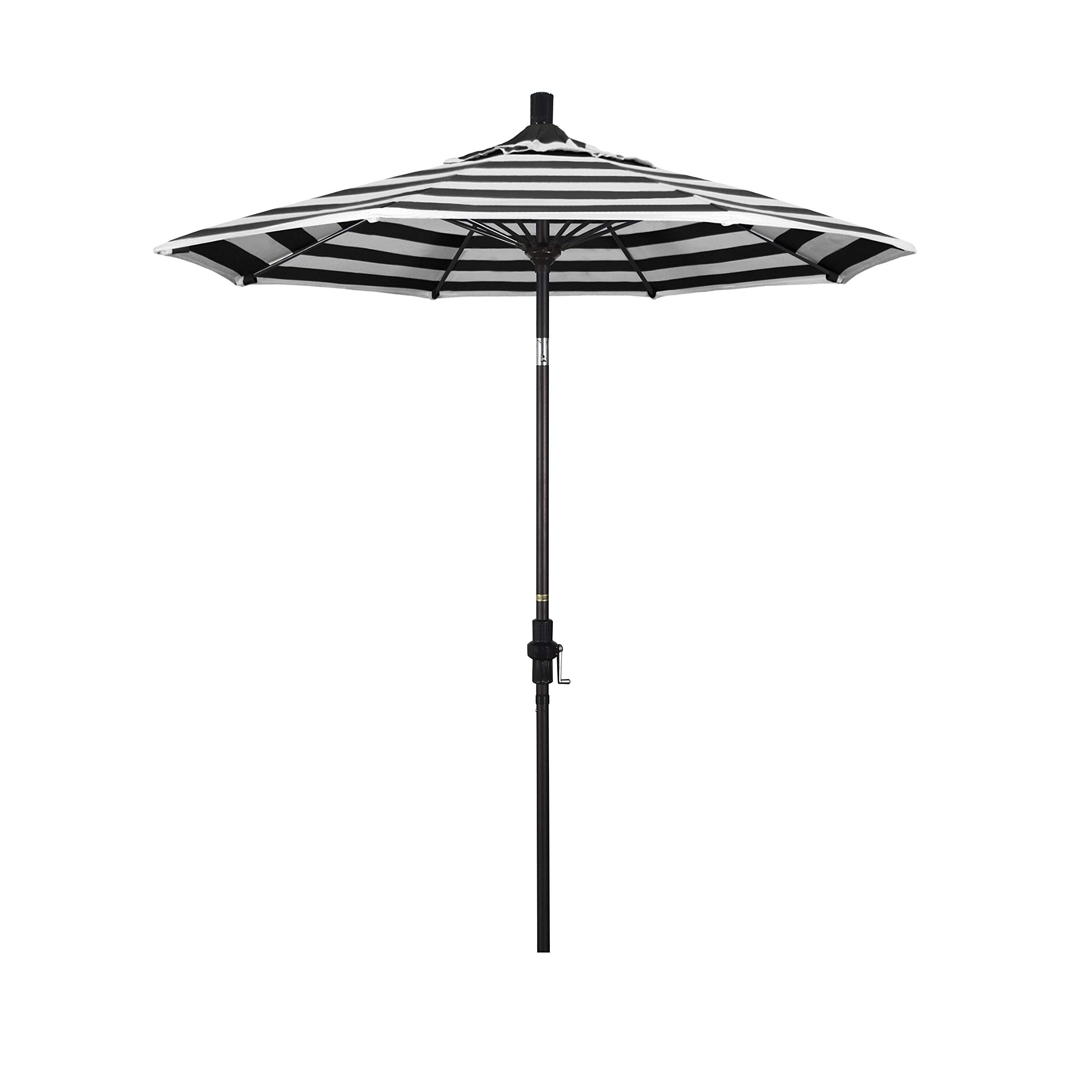 7.5' Round Patio Umbrella with Crank Lift & Tilt - Aluminum Pole & Fiberglass Ribs - Bronze Sunbrella Fabric - Perfect for Poolside, Backyard & Outdoor Dining
