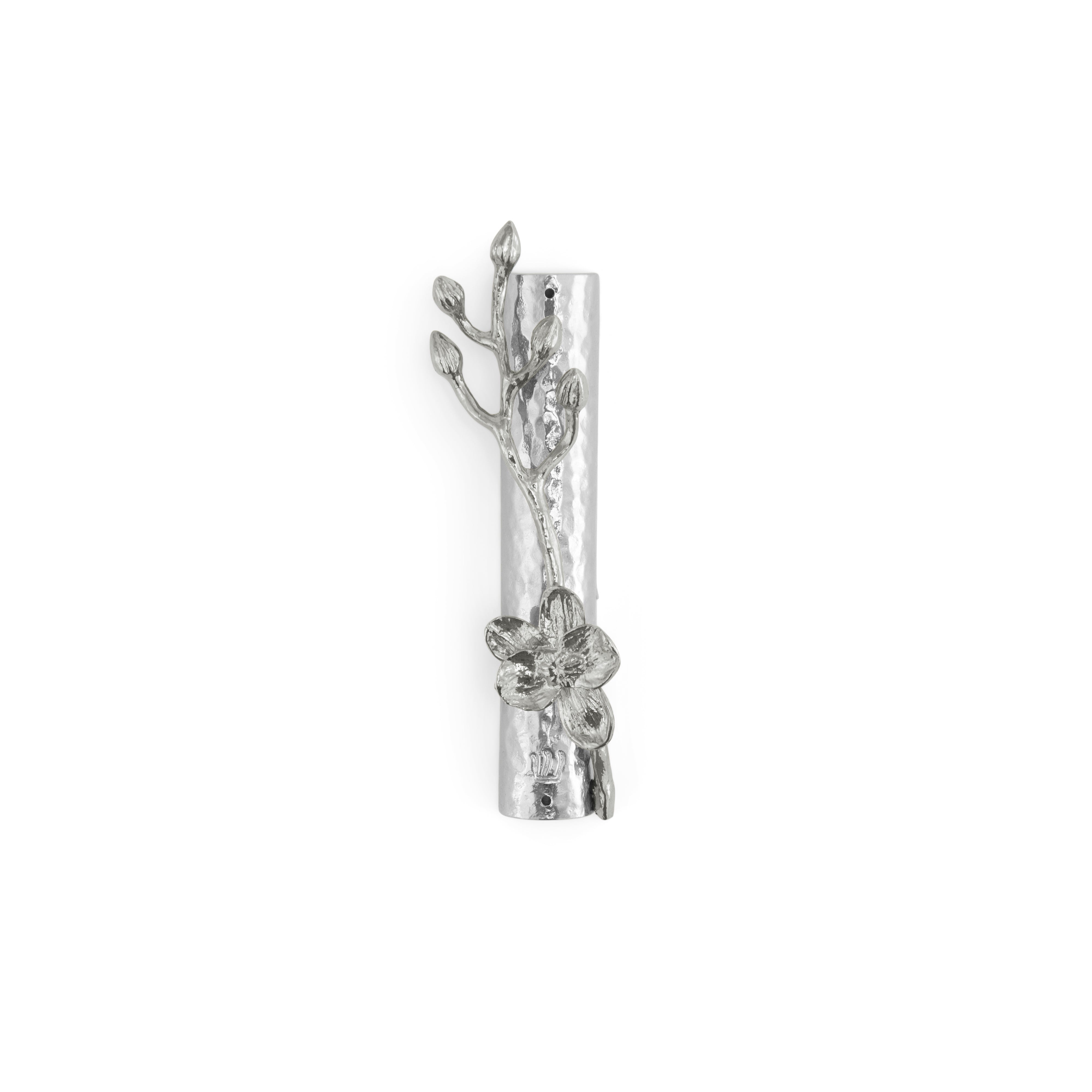White Orchid Mezuzah - Elegant Jewish Door Blessing Scroll Case for Home Protection & Spiritual Decor | Perfect for Housewarming Gifts & Jewish Holidays