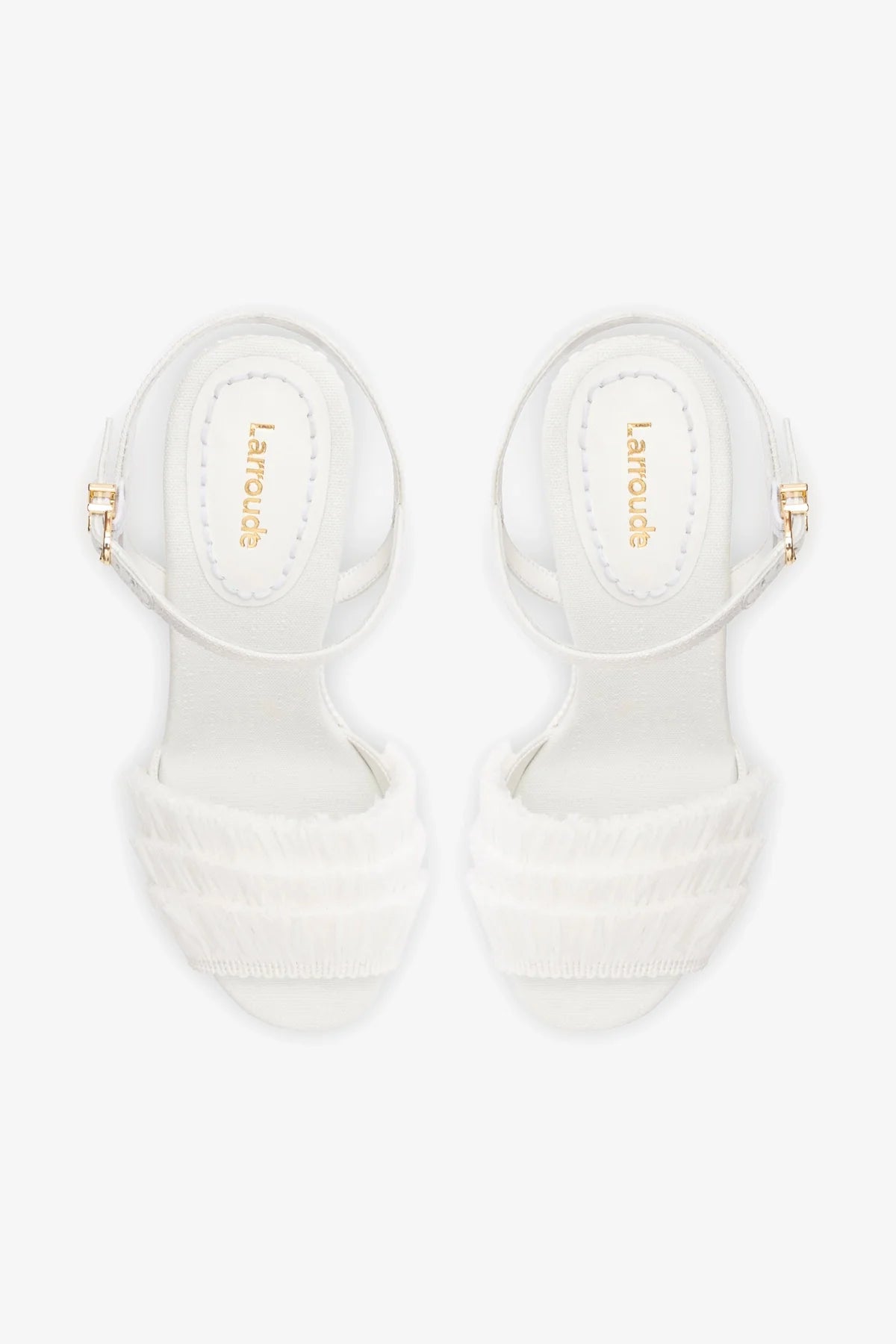 Yves Fringe Wedge Sandals in White Raffia - Comfortable Summer Beach Wedding Shoes for Women
