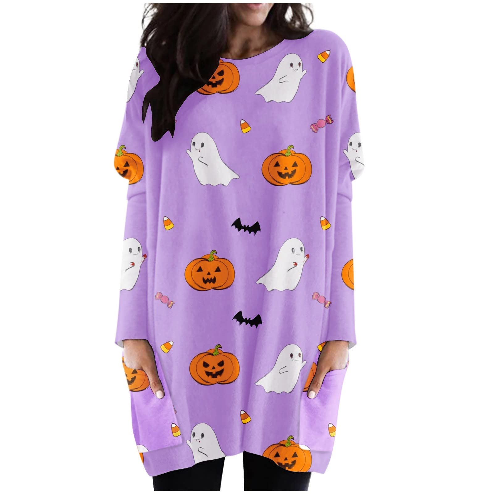 Women's Vintage Floral Printed Long Sleeve Crew Neck Tank Top - Comfortable Purple Blouse for Fishing, Casual Wear & Outdoor Activities
