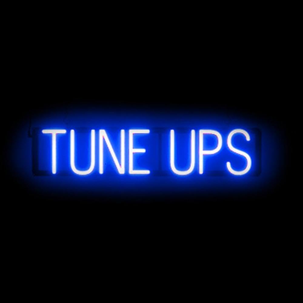 SpellBrite TUNE UPS LED Neon Sign for Auto Mechanics - Blue Lighted Garage Decor, 29.3x6.3 Inches - Perfect for Auto Shops, Car Dealerships & Man Cave Decor