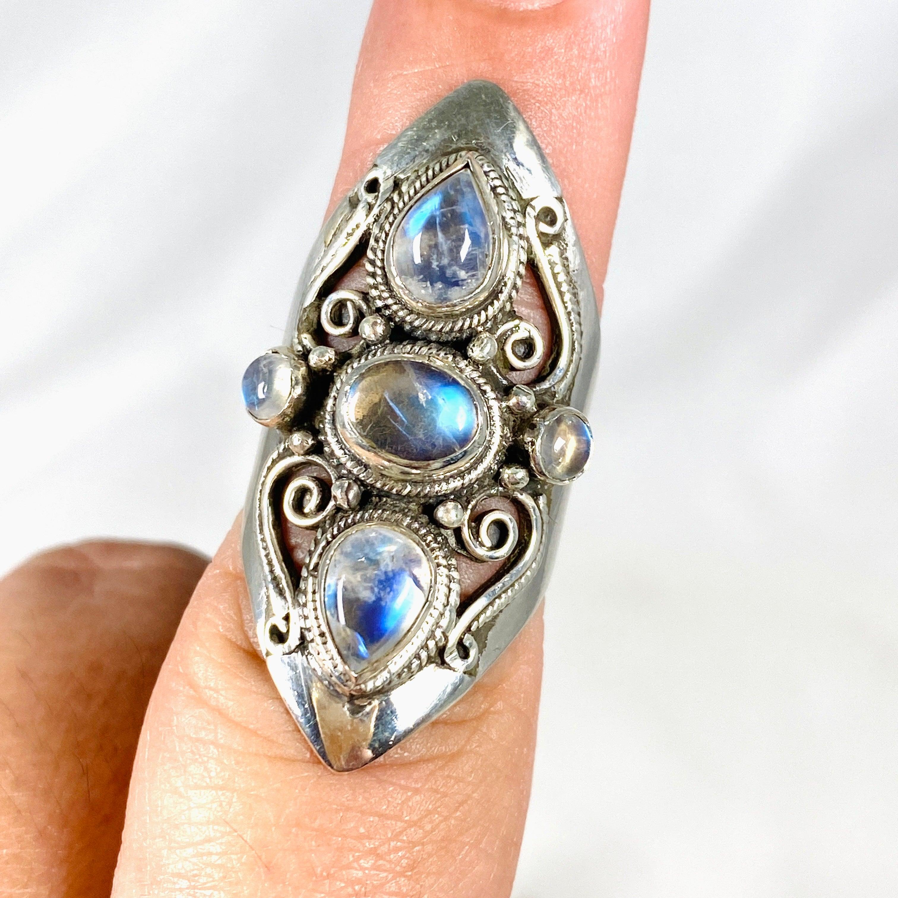 Boho Style Moonstone Multi Stone Ring for Women - Size 7.5 (R4068) - Perfect for Festival, Wedding & Everyday Boho Jewelry