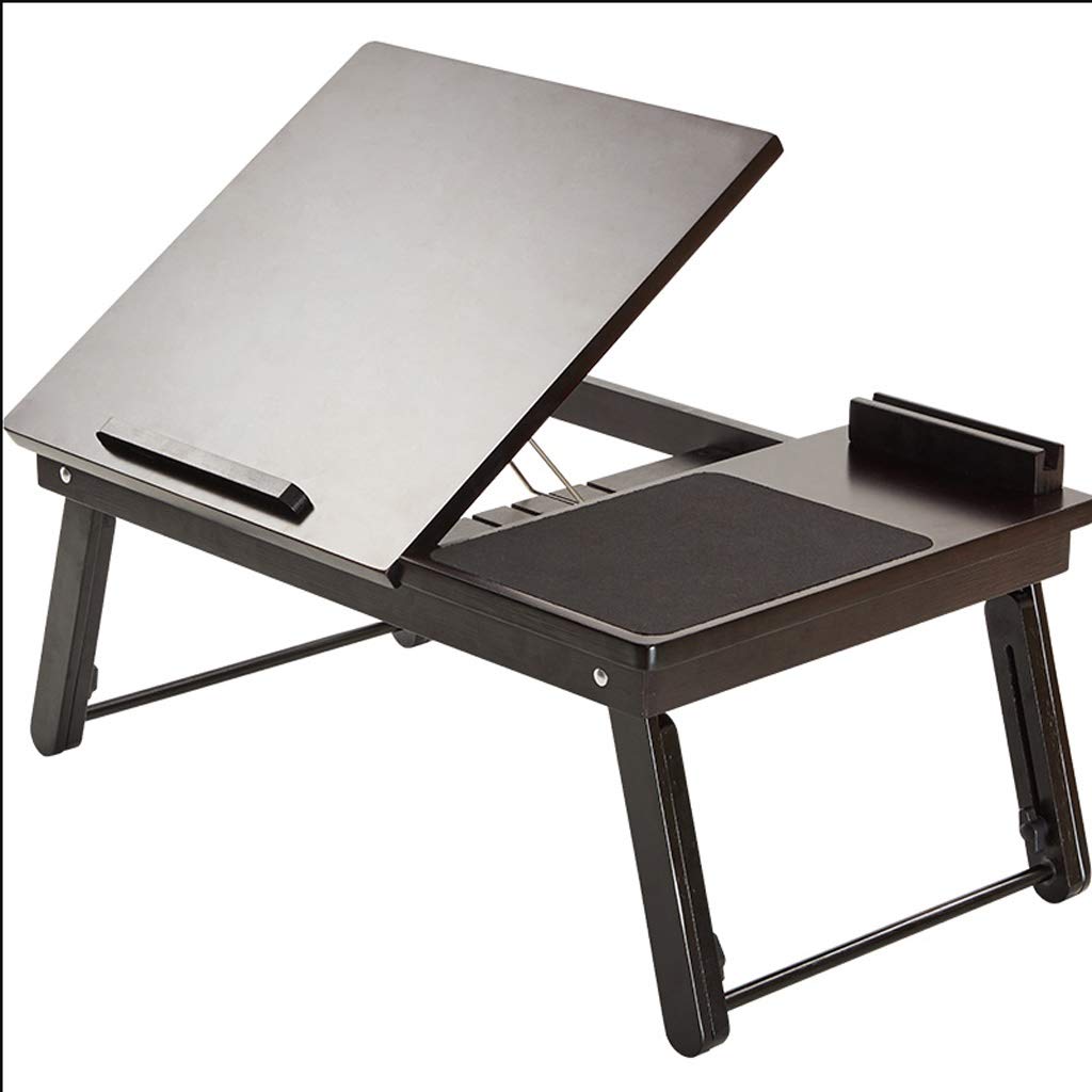 Adjustable Bamboo Laptop Stand for Desk & Sofa - Portable Folding Computer Table for Workstation, Home Office & Household Use - Ergonomic Notebook Riser (Black) - Perfect for Remote Work, Gaming & Studying
