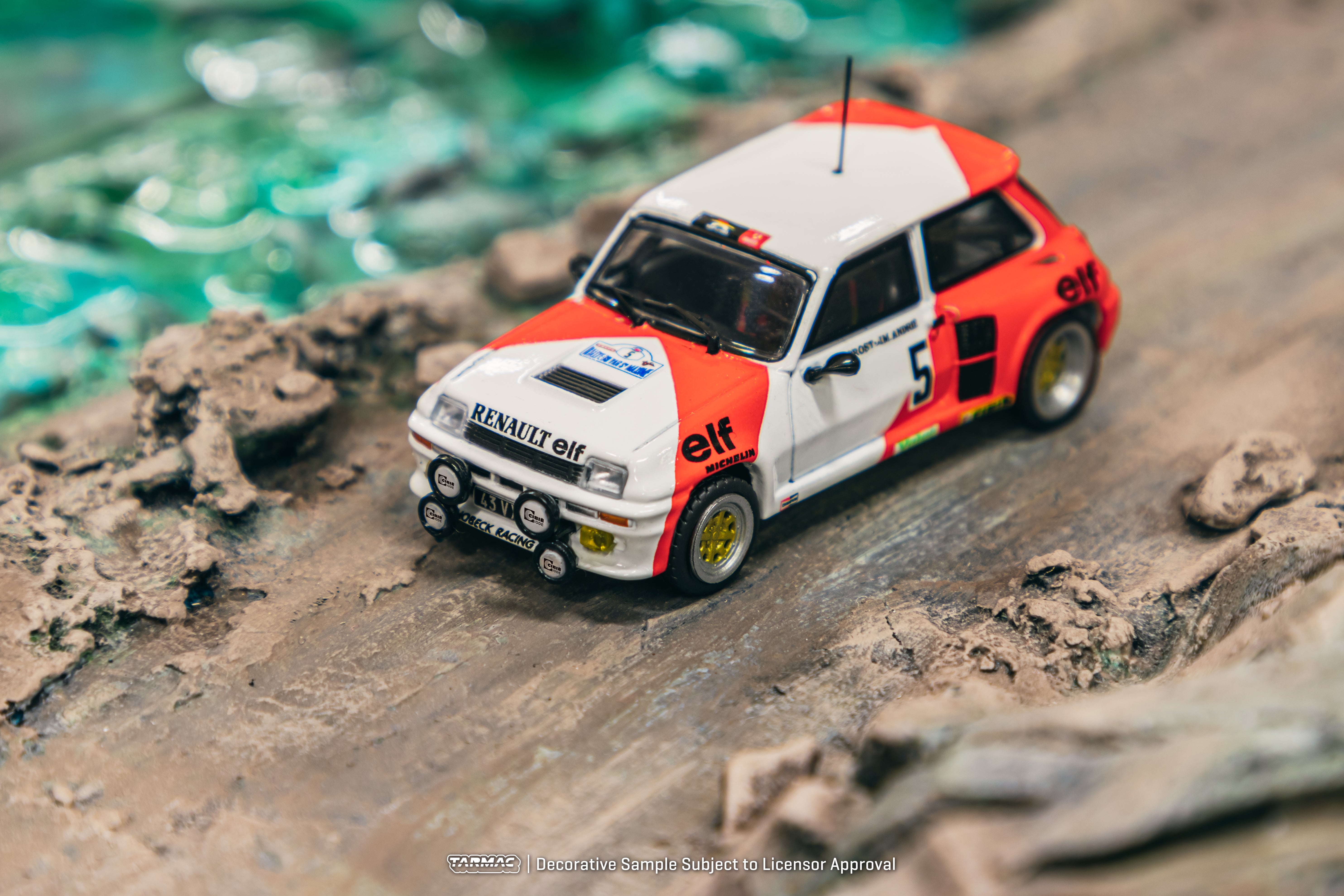 Tarmac Works 1/64 Scale Renault 5 Turbo Rallye du Var 1982 #5 Diecast Model Car - Collectible Miniature Vehicle for Racing Enthusiasts & Display