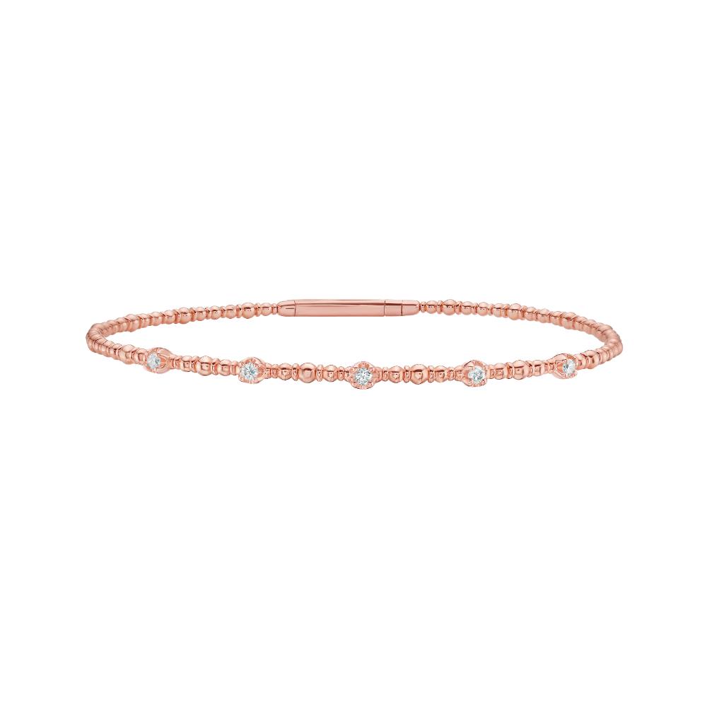 14K Gold 0.15ct Diamond Beaded Bracelet for Women - Elegant Tennis Bracelet for Everyday Wear & Special Occasions