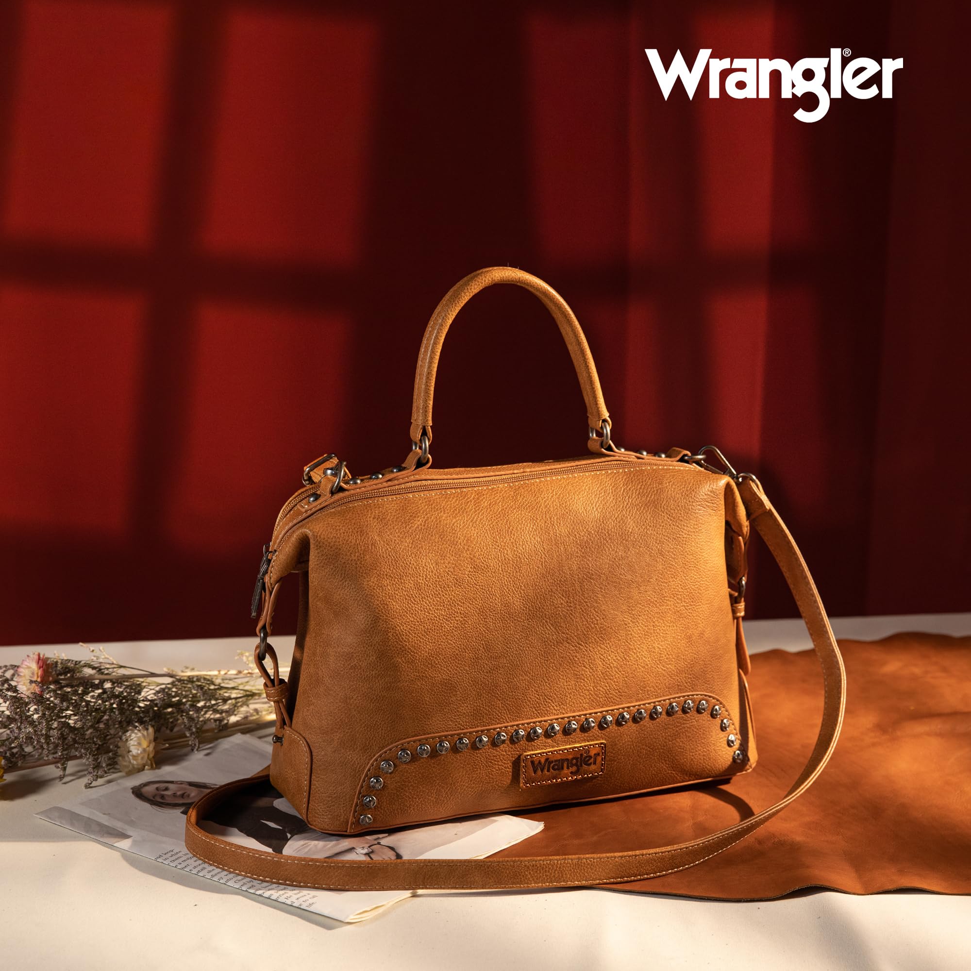 Wrangler Genuine Leather Doctor Bag for Women - Stylish Shoulder Handbag & Crossbody Purse for Work, Travel & Everyday Use