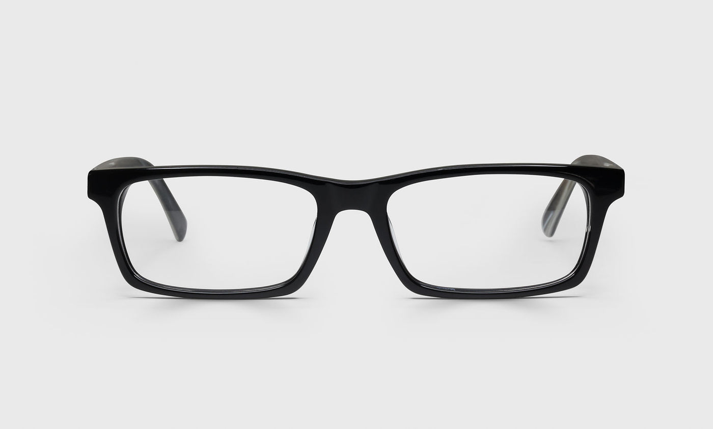 Number Cruncher Color 18 Black Frame with Horn Temple Tips - Stylish Reading Glasses for Office Work, Computer Use & Daily Wear