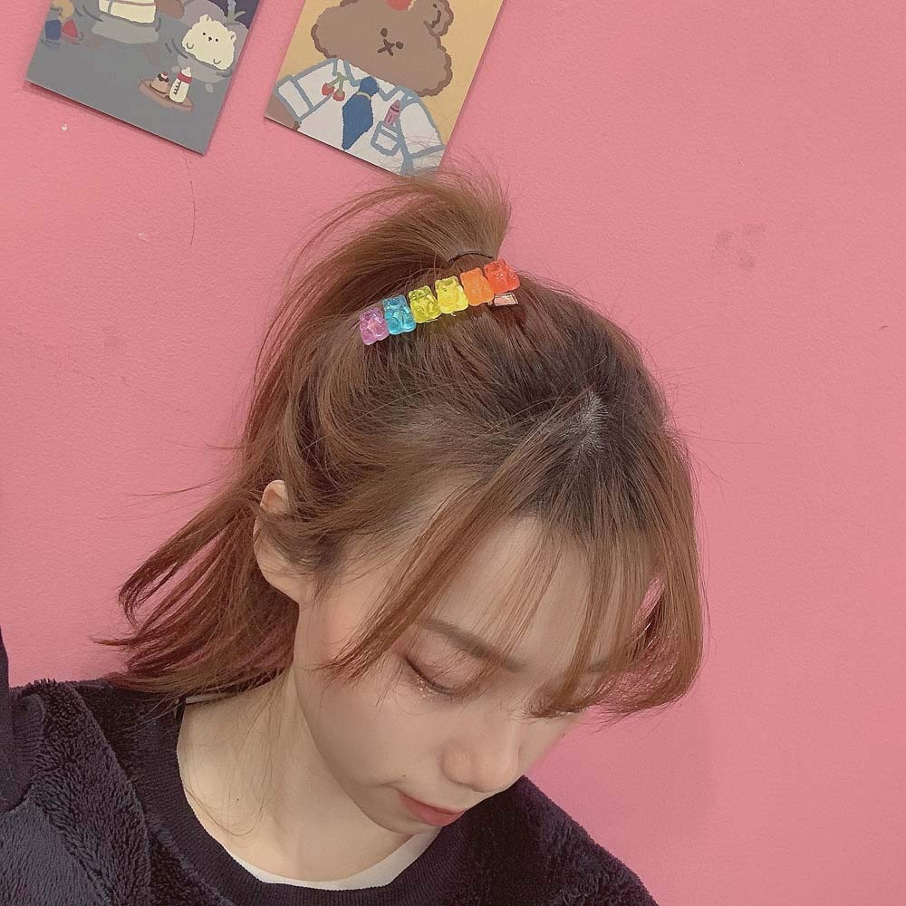 Cute Cartoon Jelly Bear Hair Clips for Women & Girls - Candy Color Duckbill Hairpins, Animal Hair Accessories Gifts (Set of 6) - Perfect for School, Parties, Cosplay and Daily Fashion Styling