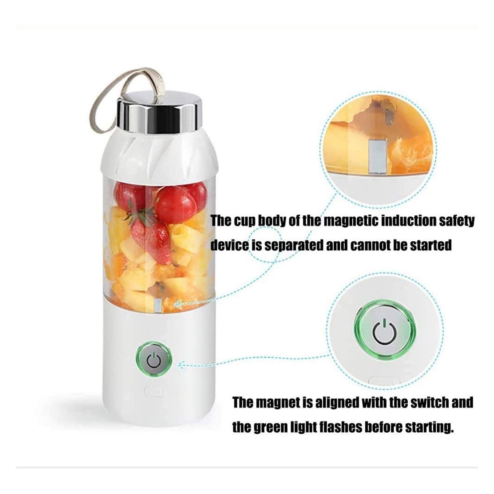 Portable Personal Blender with 6 Blades - 550ml USB Rechargeable Smoothie Maker for Fruits, Vegetables & Shakes - Perfect for Home, Office & Travel Use