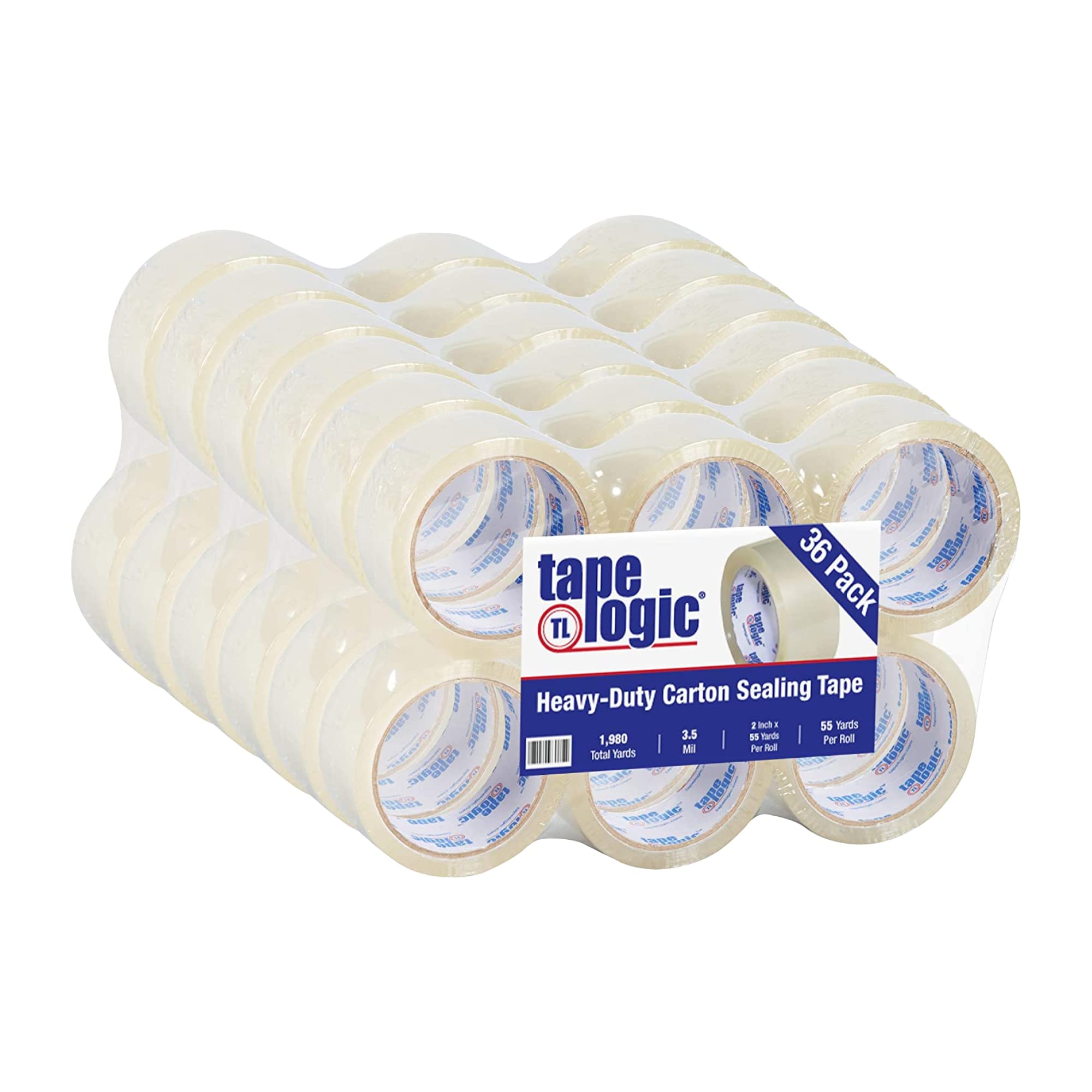 Tape Logic 2in x 55 Yards Clear Acrylic Packaging Tape - 3.5 Mil Thick, 36-Pack Bulk Refill | Heavy Duty Shipping Tape for Boxes, Mailing, Moving & Storage | Perfect for Home, Office & Warehouse Use | Works with Standard Tape Dispensers