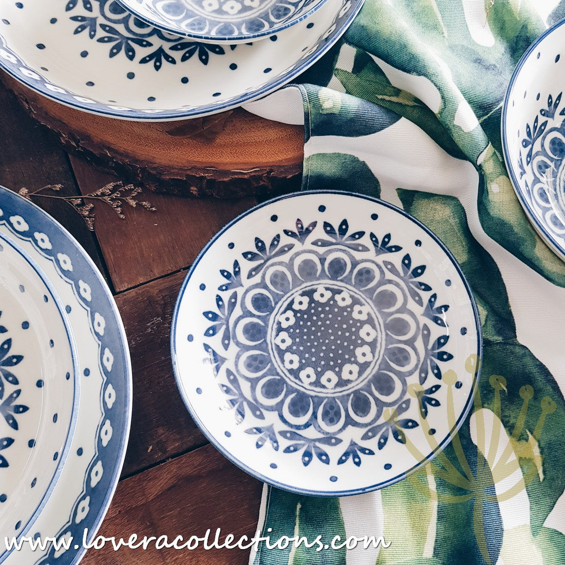 Awasaka Japan Blue and White Polka Dot Dessert Plates Set - 3 Piece Ceramic Bowls for Desserts, Snacks, Condiments | Elegant Tea Party, Japanese Dining, Home Decor