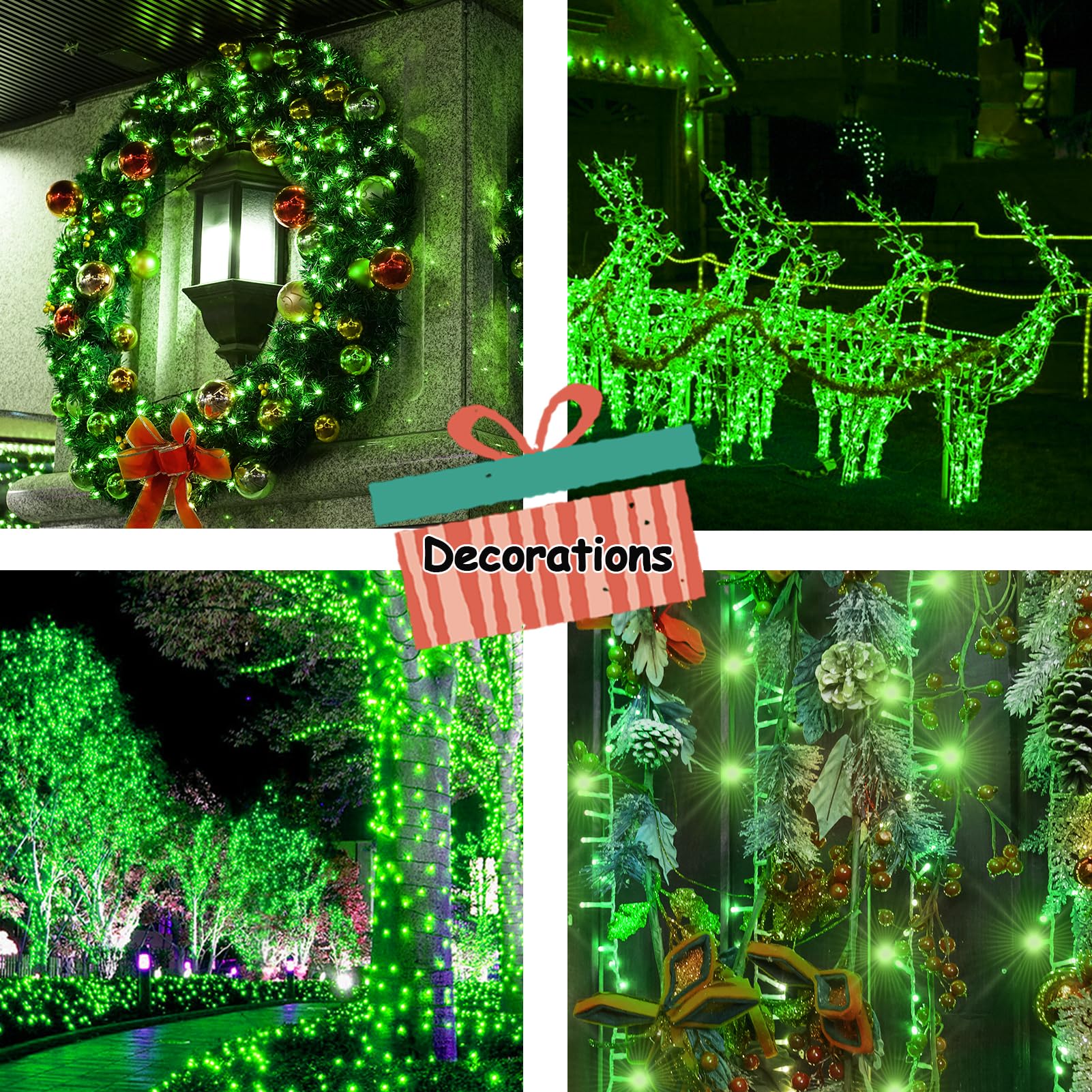 300 LED Green Outdoor String Lights - Waterproof Fairy Lights for St. Patrick's Day, Christmas & Bedroom Decor - 108 Ft Plug-in with 8 Lighting Modes - Perfect for Patio, Garden, Wedding & Party Decorations