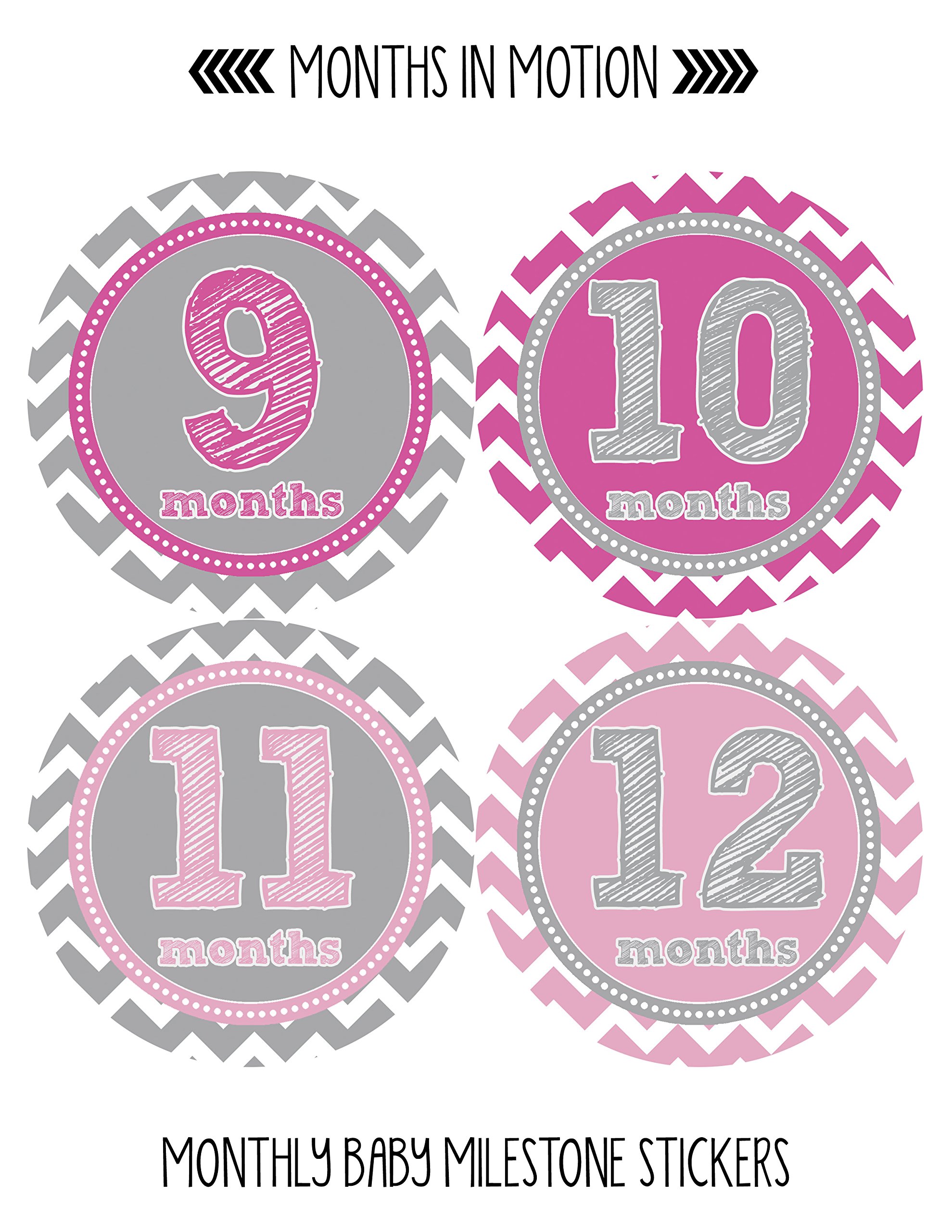 Baby Milestone Stickers for Newborn Girls - Monthly Growth Photo Stickers - Adhesive Baby Girl Stickers for First Year - Perfect for Baby Photo Albums, Scrapbooking, and Monthly Milestone Pictures