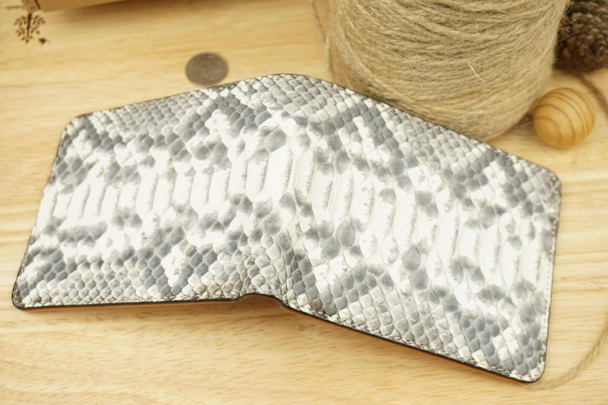 Premium Genuine White Python Leather Wallet for Men - Full Grain Bifold Billfold with RFID Protection - Stylish & Durable Men's Accessory for Business, Travel & Everyday Use