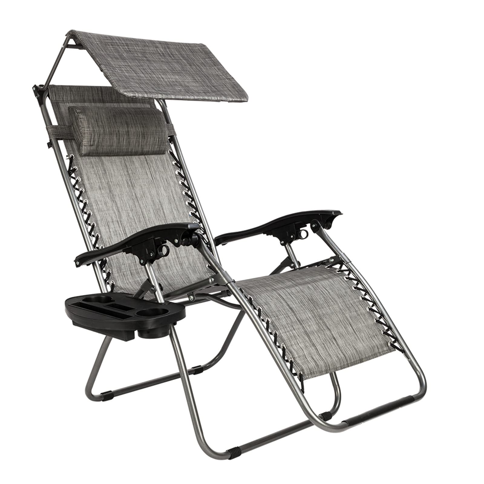Keseno Zero Gravity Lounge Chair with Adjustable Canopy - Outdoor Reclining Chair for Poolside, Backyard, Beach & Camping - Comfortable Patio Furniture in Gray