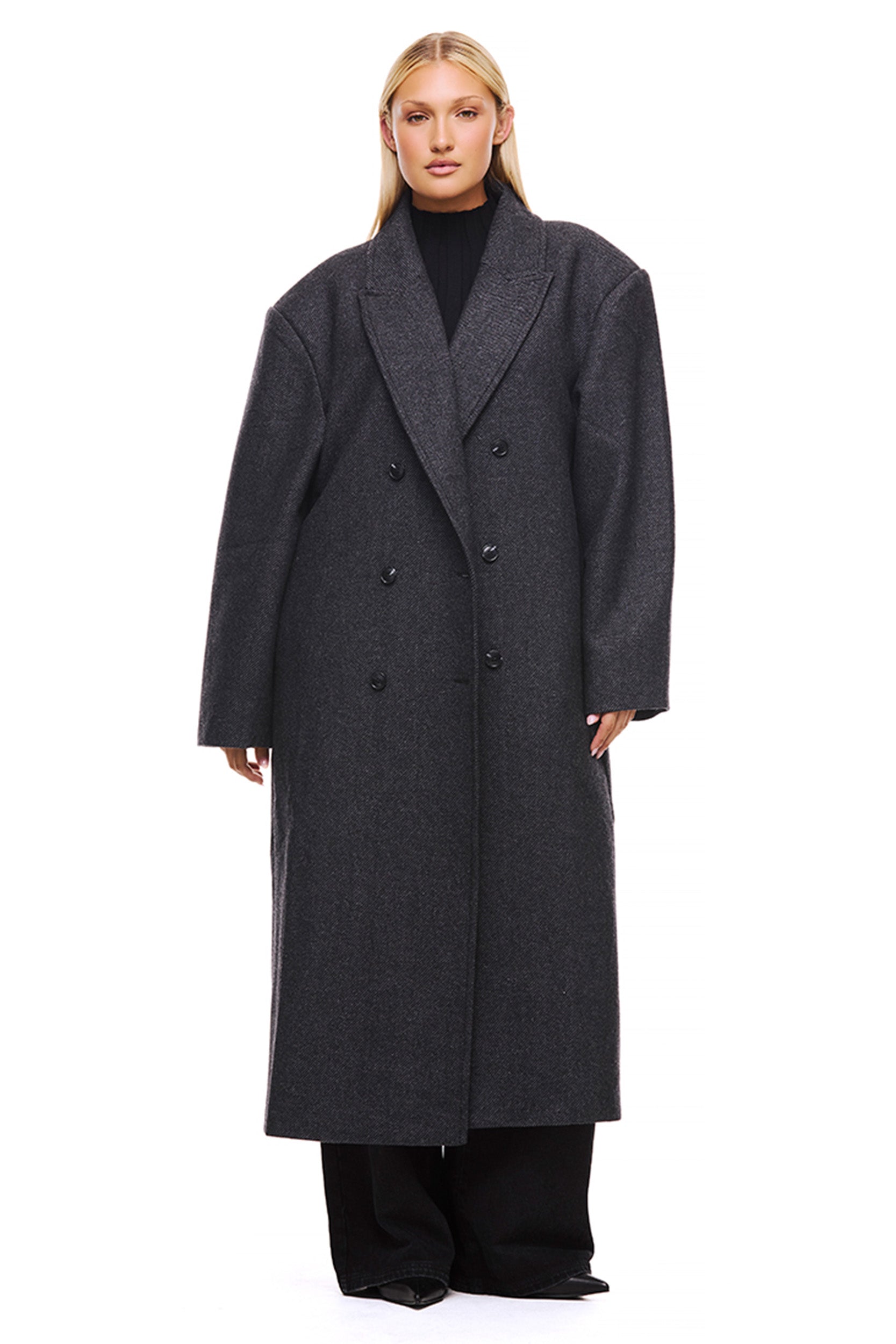 Boston Oversized Grey Coat for Women - Stylish Winter Long Coat with Belt, Warm & Comfortable Outerwear for Cold Weather - Perfect for Work, Travel & Casual Outings