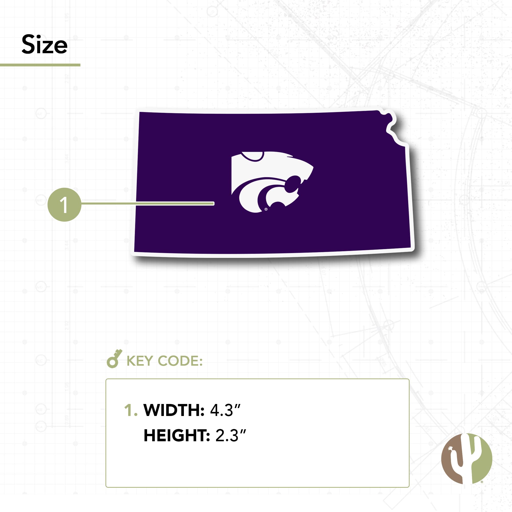 Kansas State University Wildcats KState EMAW Vinyl Decal Sticker Sheet - Desert Cactus Design for Laptop, Water Bottle, Car & Scrapbook - Perfect for Fans, School Spirit & State Pride (State Border Sticker)