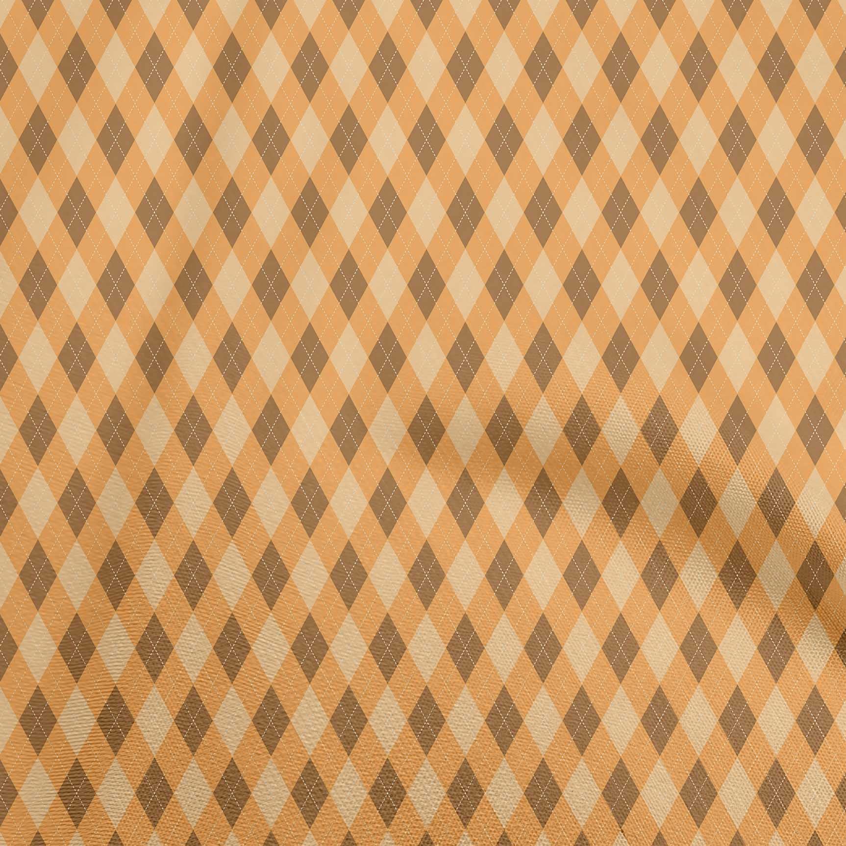 oneOone Polyester Spandex Dark Mustard Check Argyle Printed Fabric - 56 Inch Wide for Sewing, Crafts & DIY Projects | Perfect for Clothing, Quilting & Home Decor