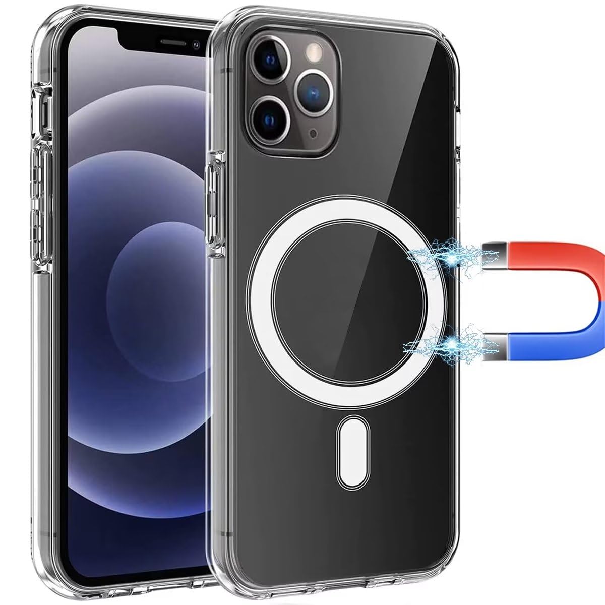 Clear Magnetic Case for iPhone 11 Pro Max | Military-Grade Protection | MagSafe Compatible | Anti-Yellow Hard Back & Shock-Absorbing Corners | Perfect for Outdoor Activities, Work & Travel