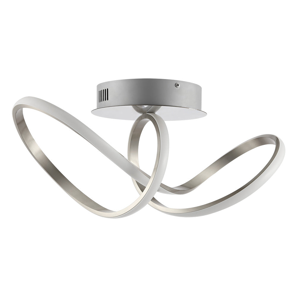 Chantelle 19.5 Inch Modern Minimalist Aluminum Loop Integrated LED Semi Flush Mount Ceiling Light - Perfect for Bedroom, Living Room, and Hallway Lighting
