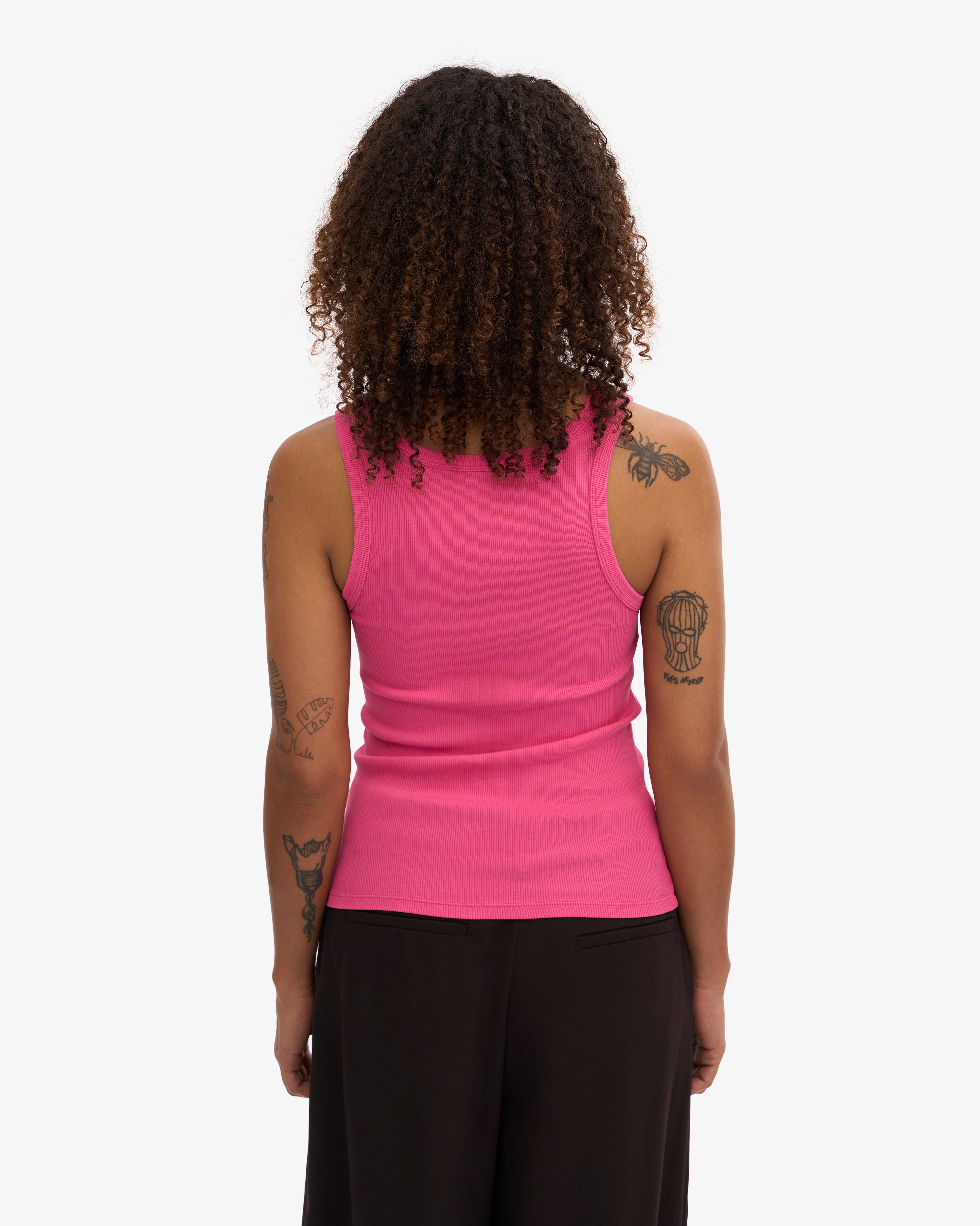Organic Cotton Women's Ribbed Tank Top - Bubblegum Pink | Breathable Summer Casual Wear for Yoga, Beach & Everyday Outfits