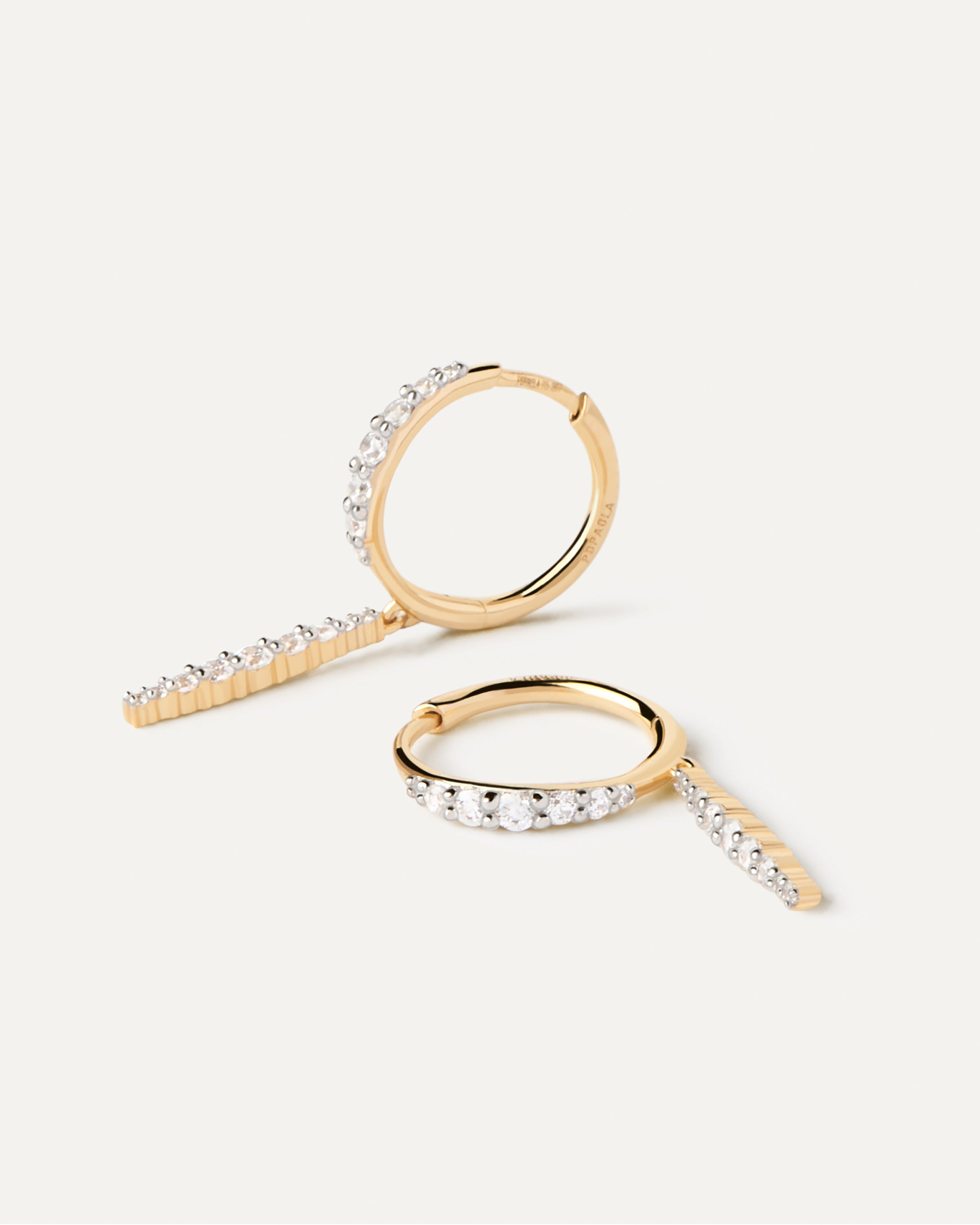14K Gold Diamond Drop Hoop Earrings for Women - Elegant Dangle Earrings for Wedding, Party & Everyday Wear