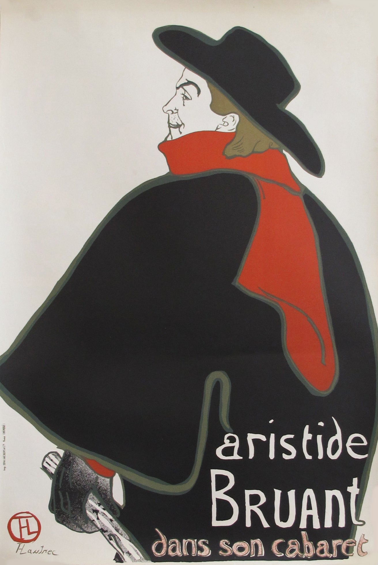Vintage 1960s Toulouse Lautrec Poster - Aristide Bruant dans son Cabaret Art Print | French Cabaret Wall Decor for Home, Office & Art Collection
