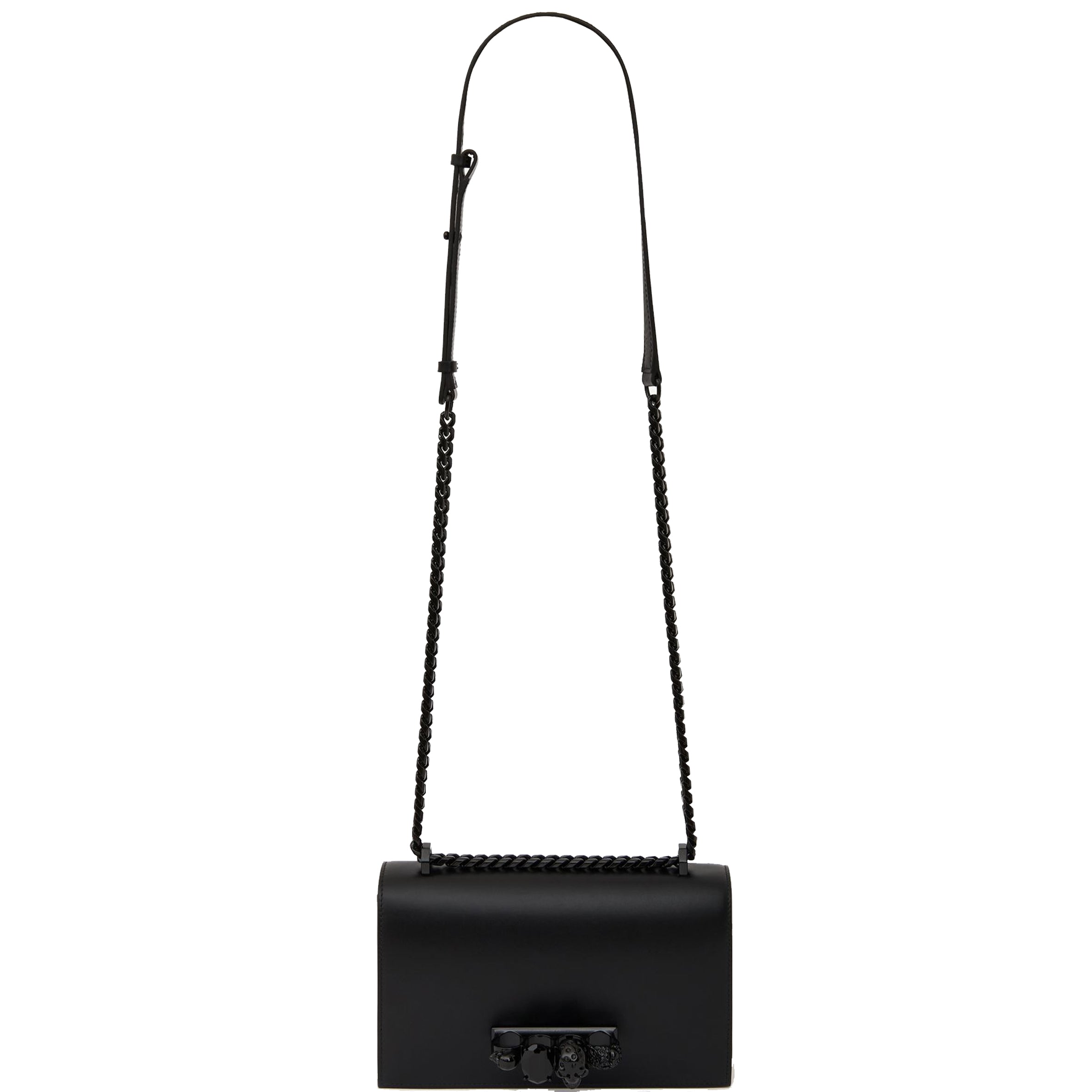 Sparkling Rhinestone Knuckle Clutch Purse - Elegant Smooth Black Leather Handbag for Women | Perfect for Evening Parties, Weddings & Special Occasions