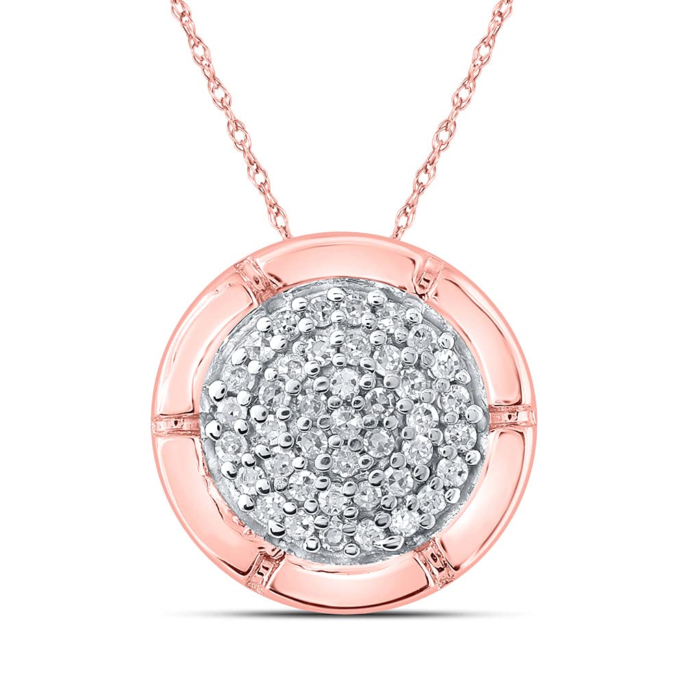 10K Rose Gold Women's Round Diamond Cluster Pendant Necklace - 1/6 CTTW | Elegant Jewelry Gift for Her, Perfect for Anniversaries, Birthdays & Special Occasions