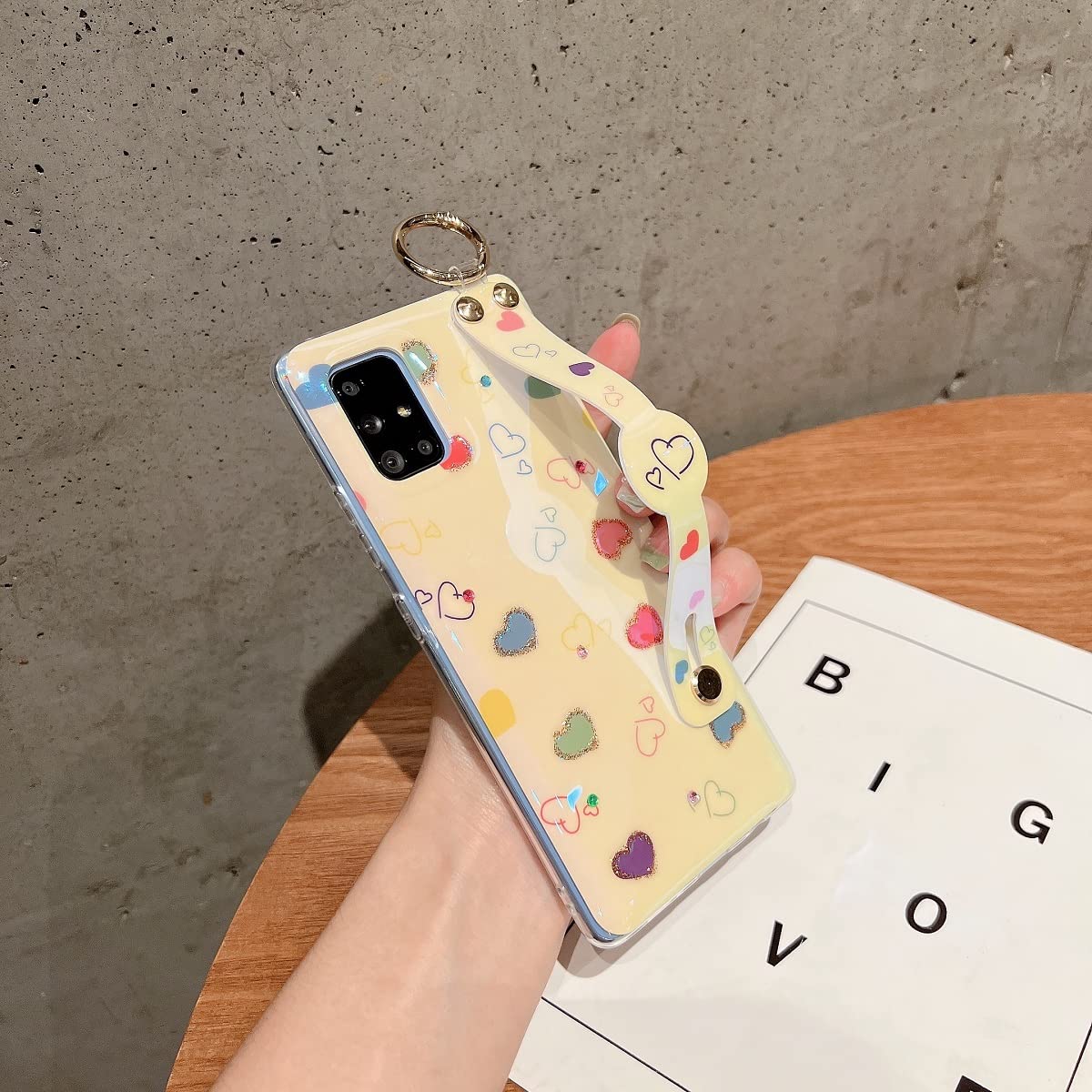 Samsung Galaxy A71 5G Case - Cute Glitter Bling Cartoon Design with Wrist Strap & Kickstand | Shockproof TPU Soft Protective Phone Cover for Women & Girls | Perfect for Daily Use, Work & Travel