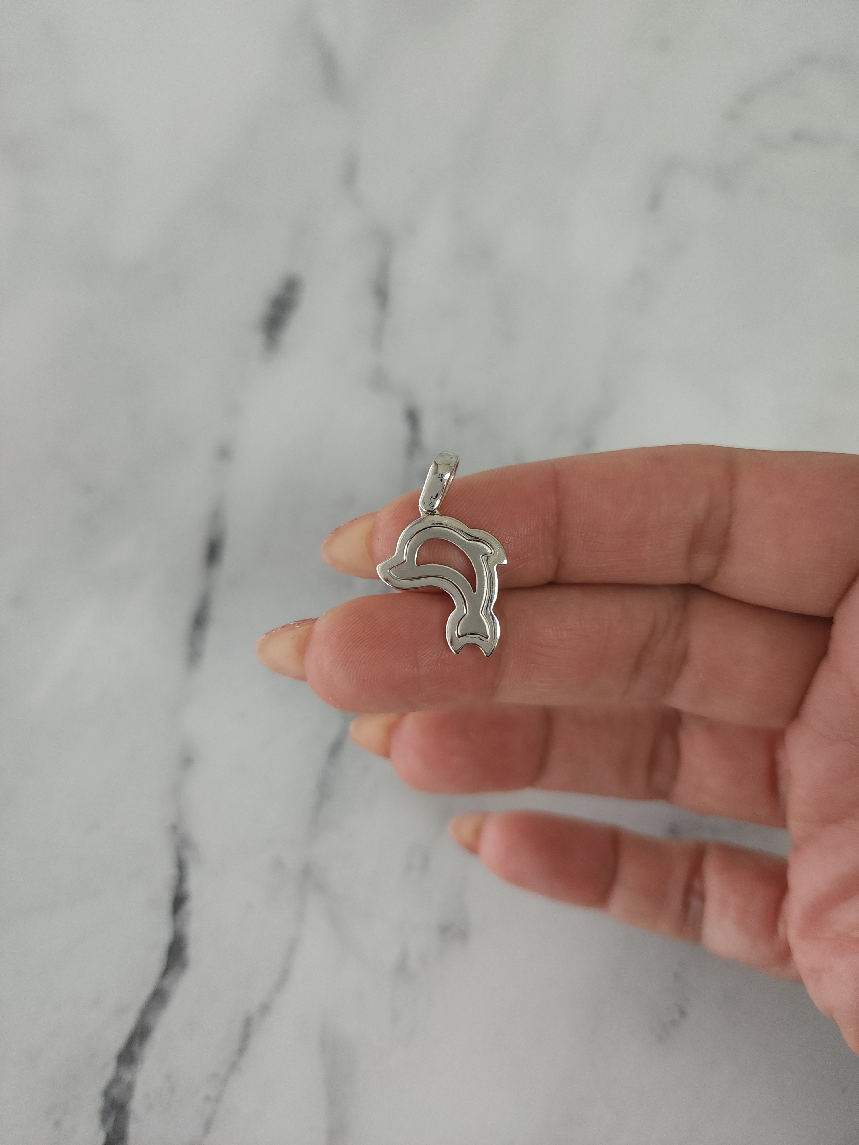 Dolphin Cutout Pendant Necklace - Elegant Polished Silver Jewelry for Women - Perfect for Beach Vacations & Ocean-Themed Gifts