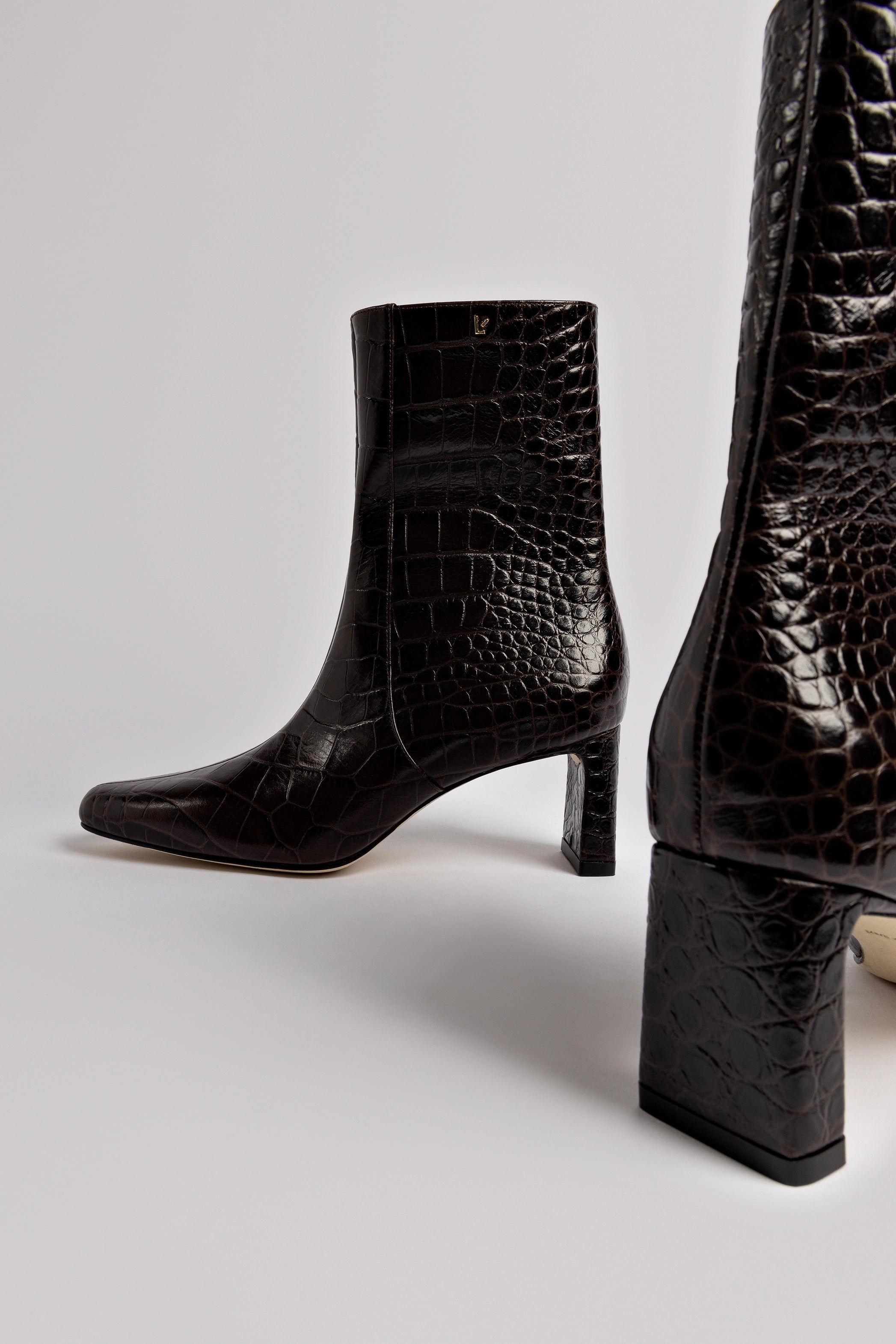 Alexis Bootie Dark Croco Embossed Leather Ankle Boots for Women - Stylish & Comfortable for Office, Party & Night Out