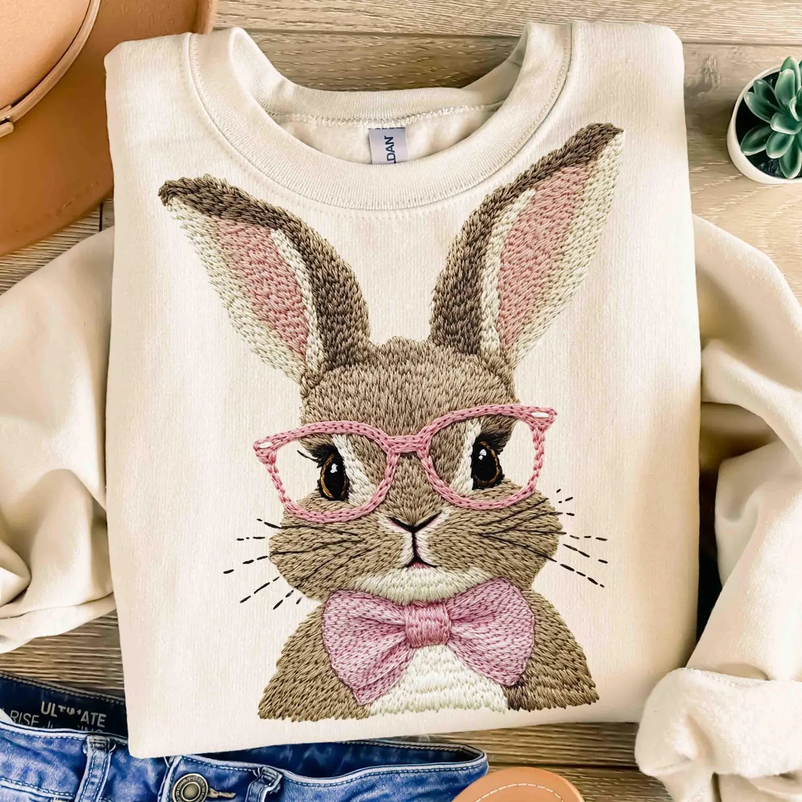 One Smart Bunny Graphic Sweatshirt - Cute Rabbit Design Pullover in 3 Colors (Black, White, Pink) | Cozy Casual Wear for Women, Perfect for School, Work & Weekend Outfits