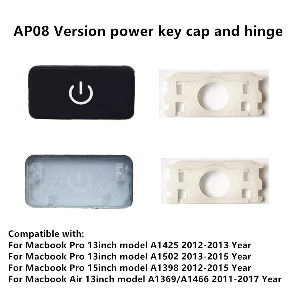 Replacement Power Key Cap & Hinges for MacBook Pro A1425 A1502 A1398 & MacBook Air A1369 A1466 - Fix Broken Keyboard Button (Perfect for Typing, Coding & Office Work)