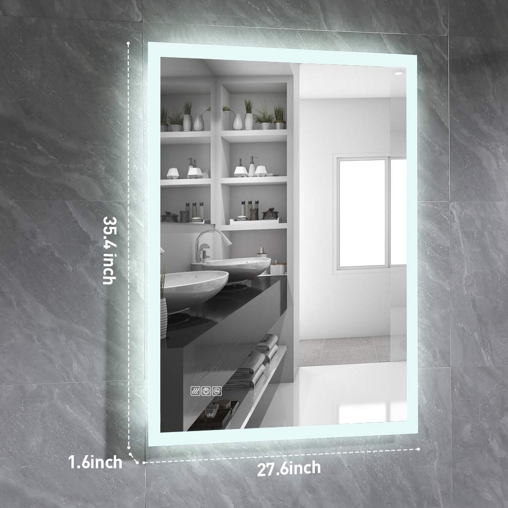 Wall-Mounted LED Bathroom Mirror with Anti-Fog & Smart Touch Control - Adjustable Brightness, Horizontal/Vertical Mount for Vanity Makeup & Shaving - Perfect for Modern Bathrooms, Dressing Rooms & Home Decor