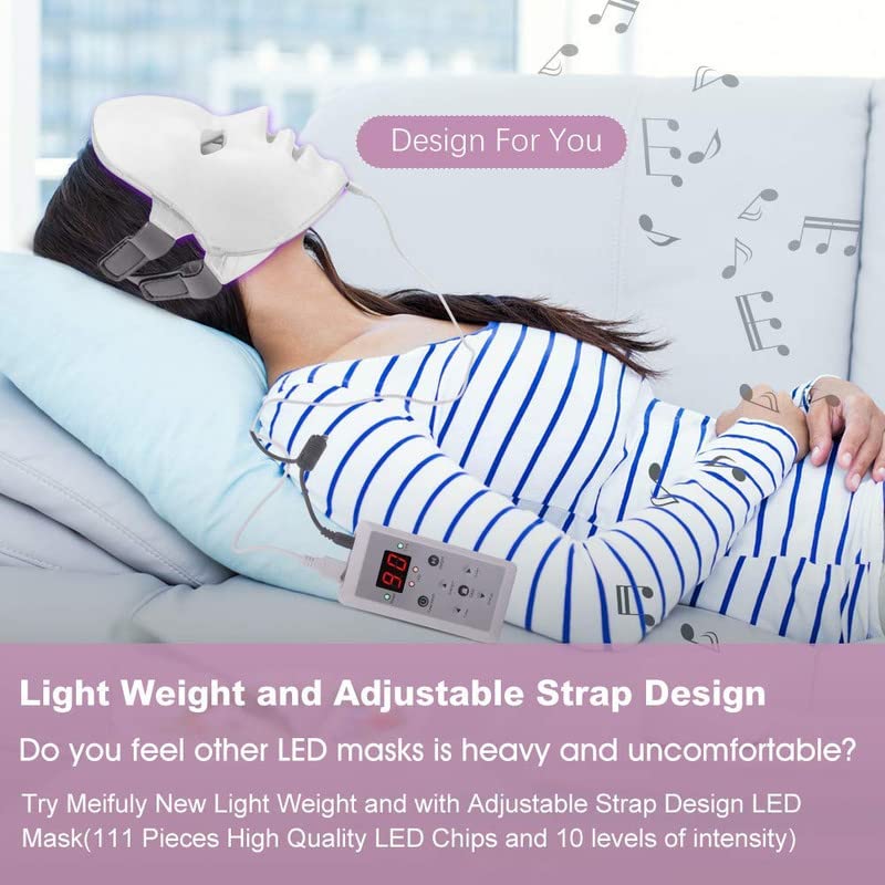 LED Face Mask Therapy Device - Red & Blue Light Photon Therapy for Skin Rejuvenation & Acne Treatment - At-Home Facial Care for Glowing Skin