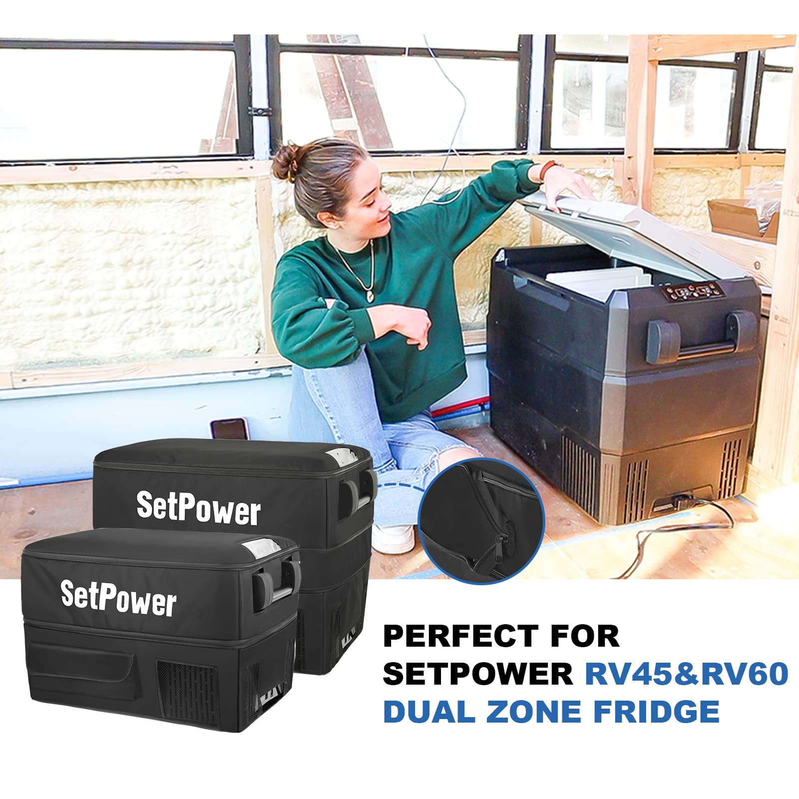 SetPower Insulated RV Refrigerator Cover - Protective Transit Bag for RV45D & RV60D Models | 12V Portable Fridge Cover for Camping, Road Trips & Outdoor Adventures