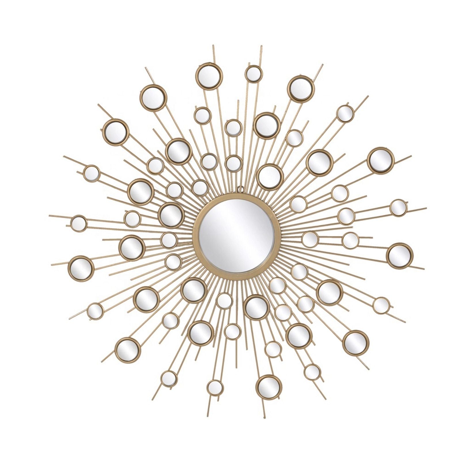 Criterion Star Burst Aster Gold Round Mirror - Elegant Decorative Wall Mirror for Living Room, Bedroom, or Entryway