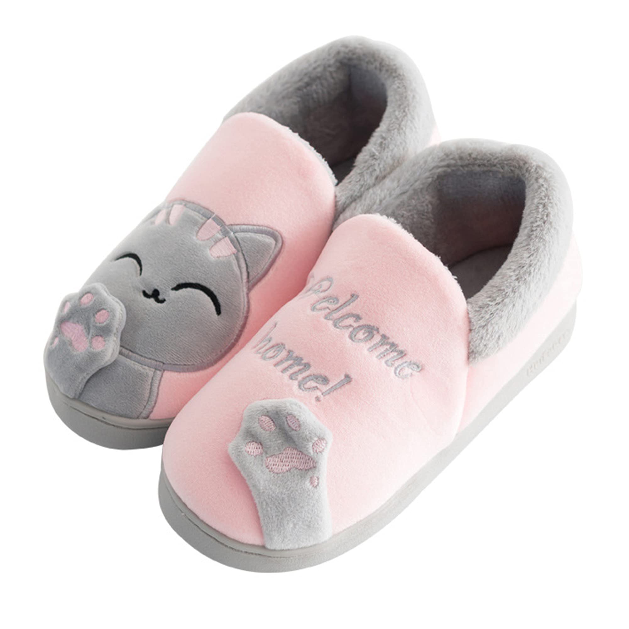 Cartoon Cat Slippers for Women & Men - Plush Winter House Shoes with Soft Cotton Lining - Warm & Comfortable Indoor/Outdoor Slippers for Home, Office, and Travel