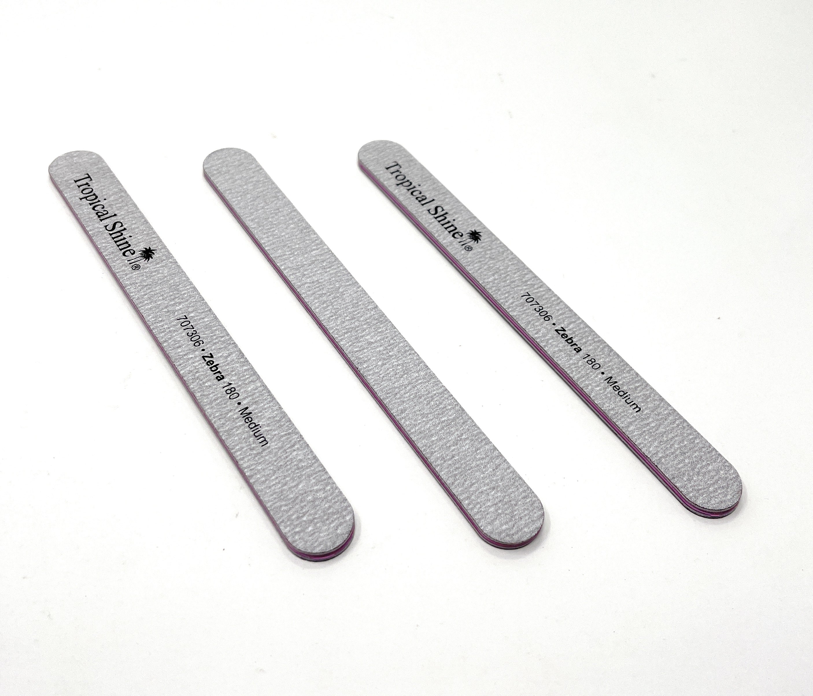 Premium Zebra Print Nail Files - 180 Grit Dual Sided Emery Boards with Cushion for Salon & Home Use - Medium Grit Professional Manicure Tools (3-Pack) - Perfect for Nail Care, Travel & DIY Beauty