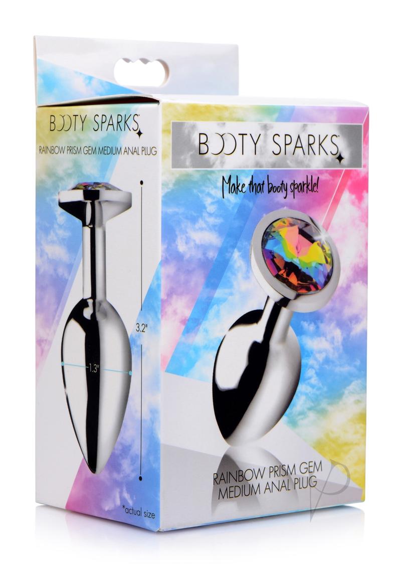 Booty Sparks Rainbow Prism Gem Anal Plug - Medium Size | Vibrant Silicone Butt Plug for Adults | Perfect for Sensual Play & BDSM Exploration