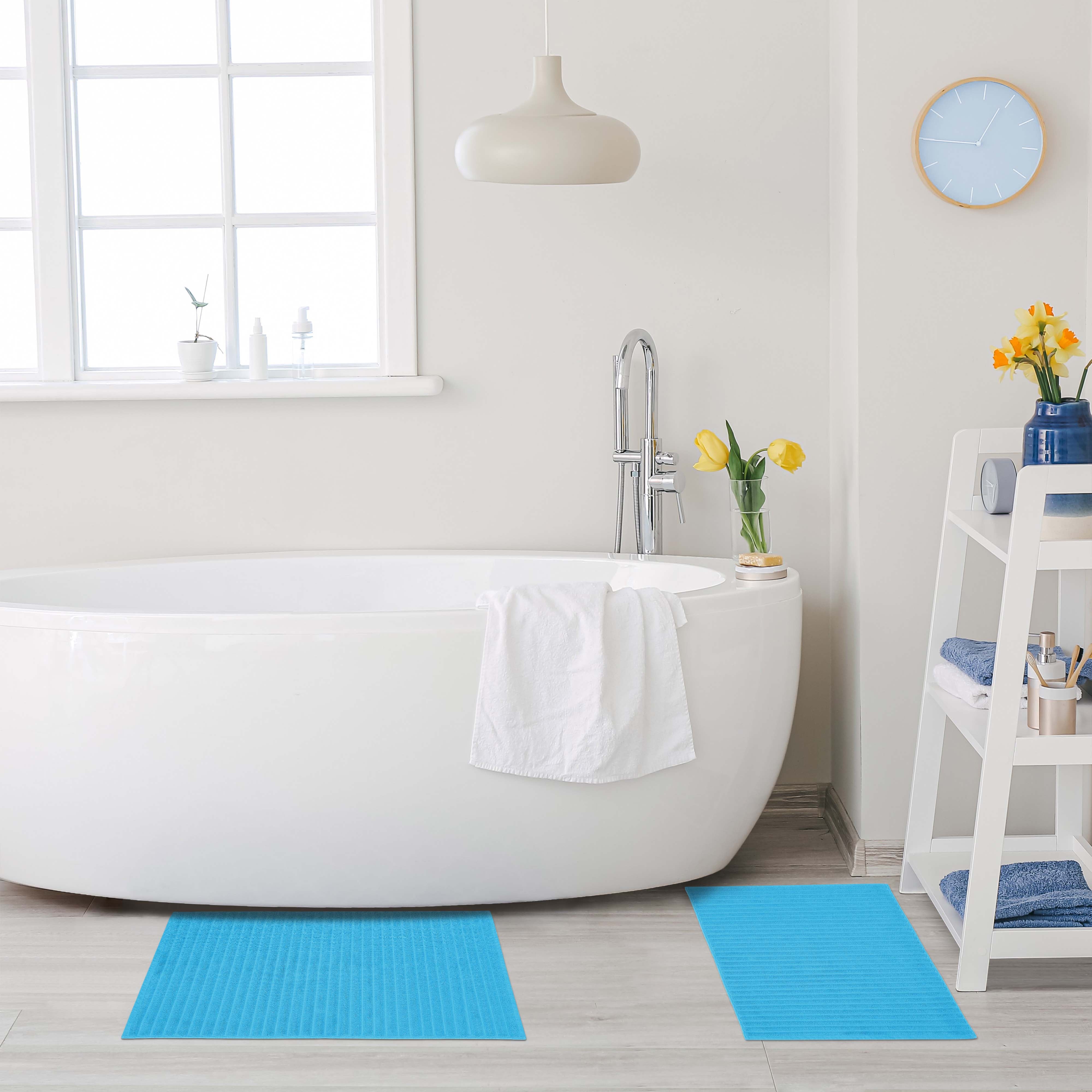 Eco-Friendly 2-Piece Cotton Bath Mat Set - Super Absorbent, Soft & Non-Slip - Perfect for Bathroom, Shower & Spa Relaxation