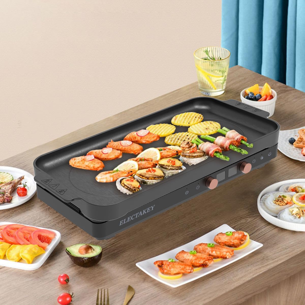 2 Burner Induction Cooktop with Removable Cast Iron Griddle - Portable Double Electric Stove with Digital Timer & Temperature Control - Perfect for Home Kitchen, Camping & Outdoor Cooking (Black)