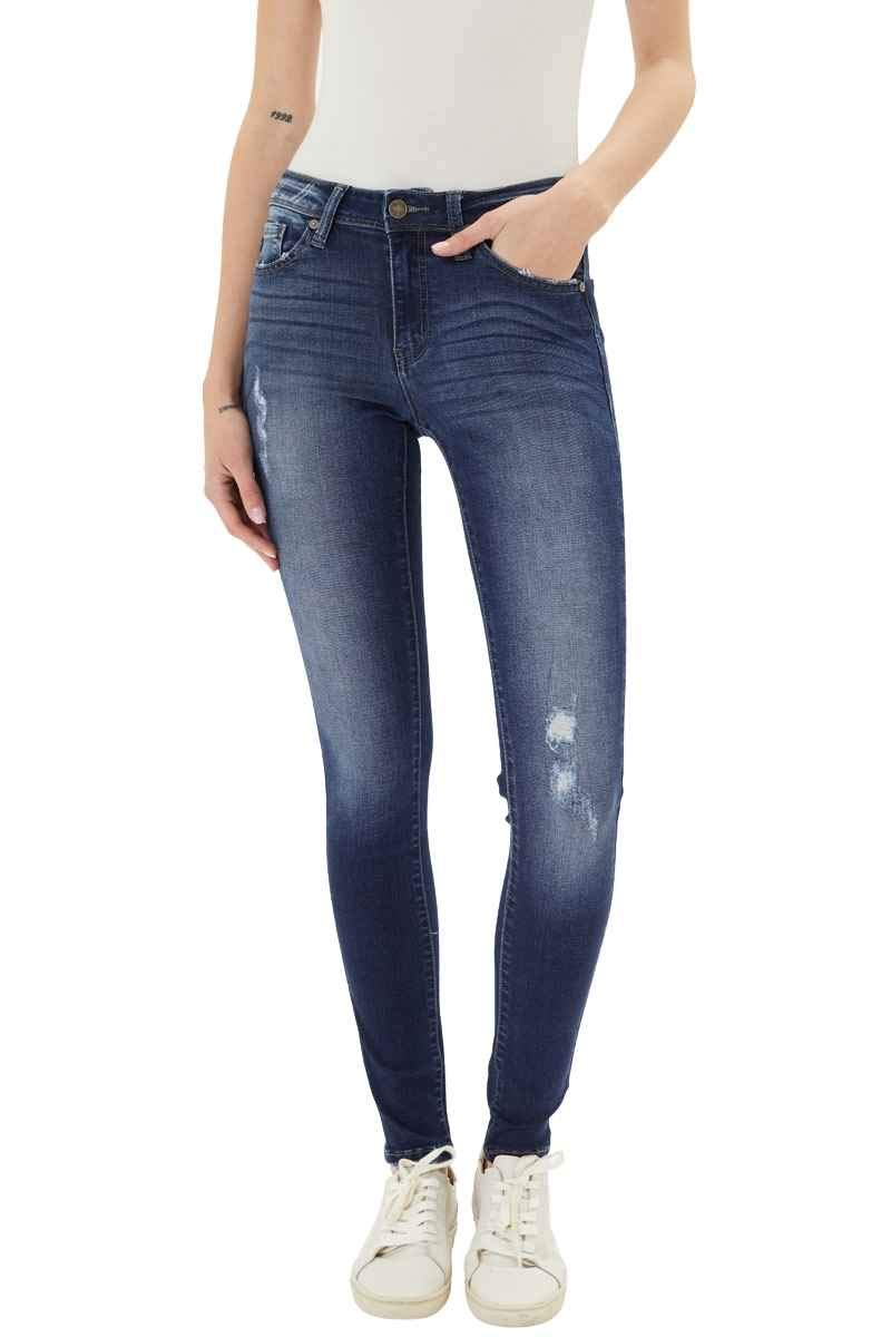 Kan Can Women's Mid Rise Destroyed Skinny Jeans KC6034 - Distressed Denim Pants for Casual Wear, Street Style & Everyday Outfits